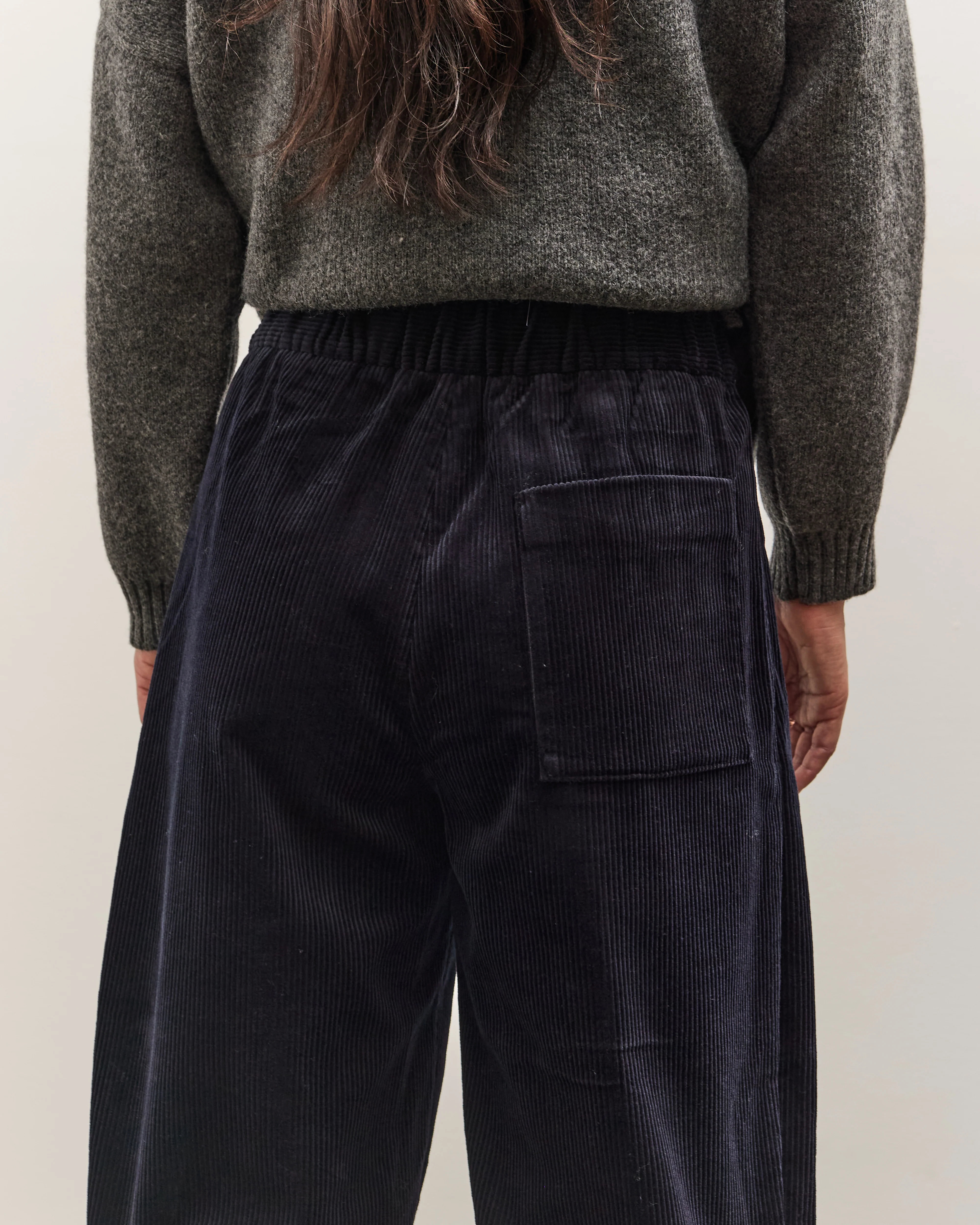 7115 by Szeki Corduroy Elastic Pull-Up Trouser, Black - Image 2