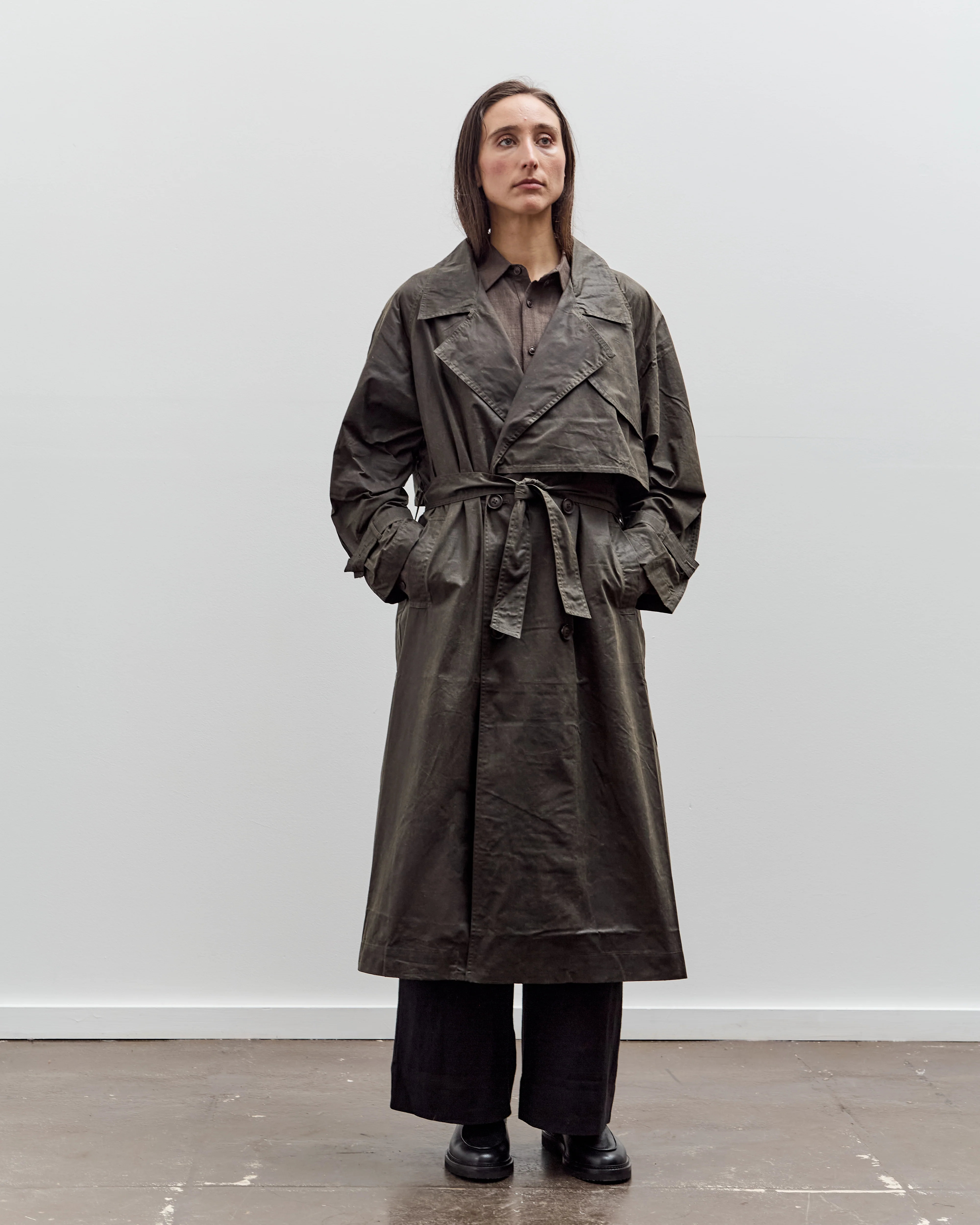 7115 by Szeki Long Rain Trench, Waxed Edition, Deep Olive - Image 11