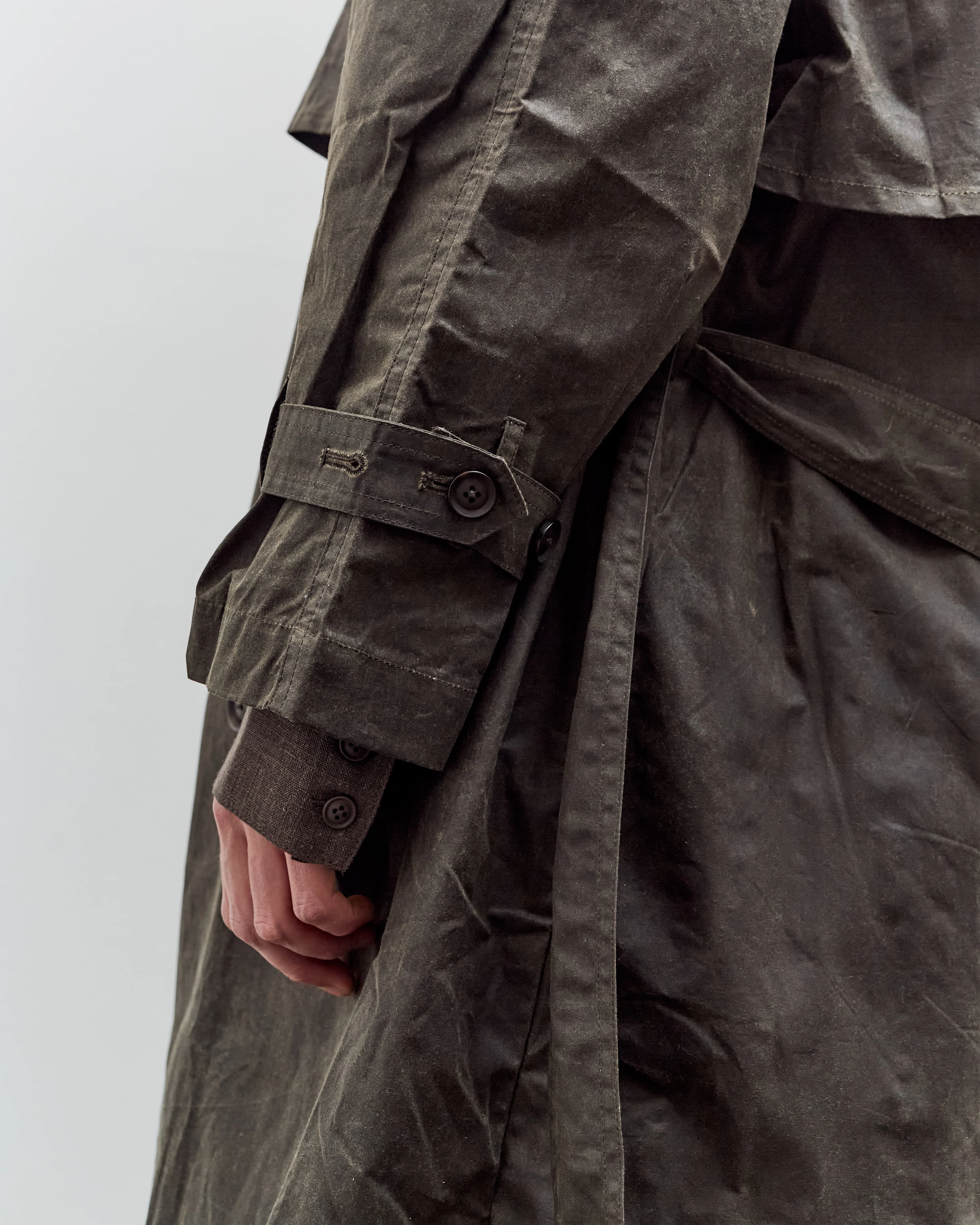 7115 by Szeki Long Rain Trench, Waxed Edition, Deep Olive - Image 7