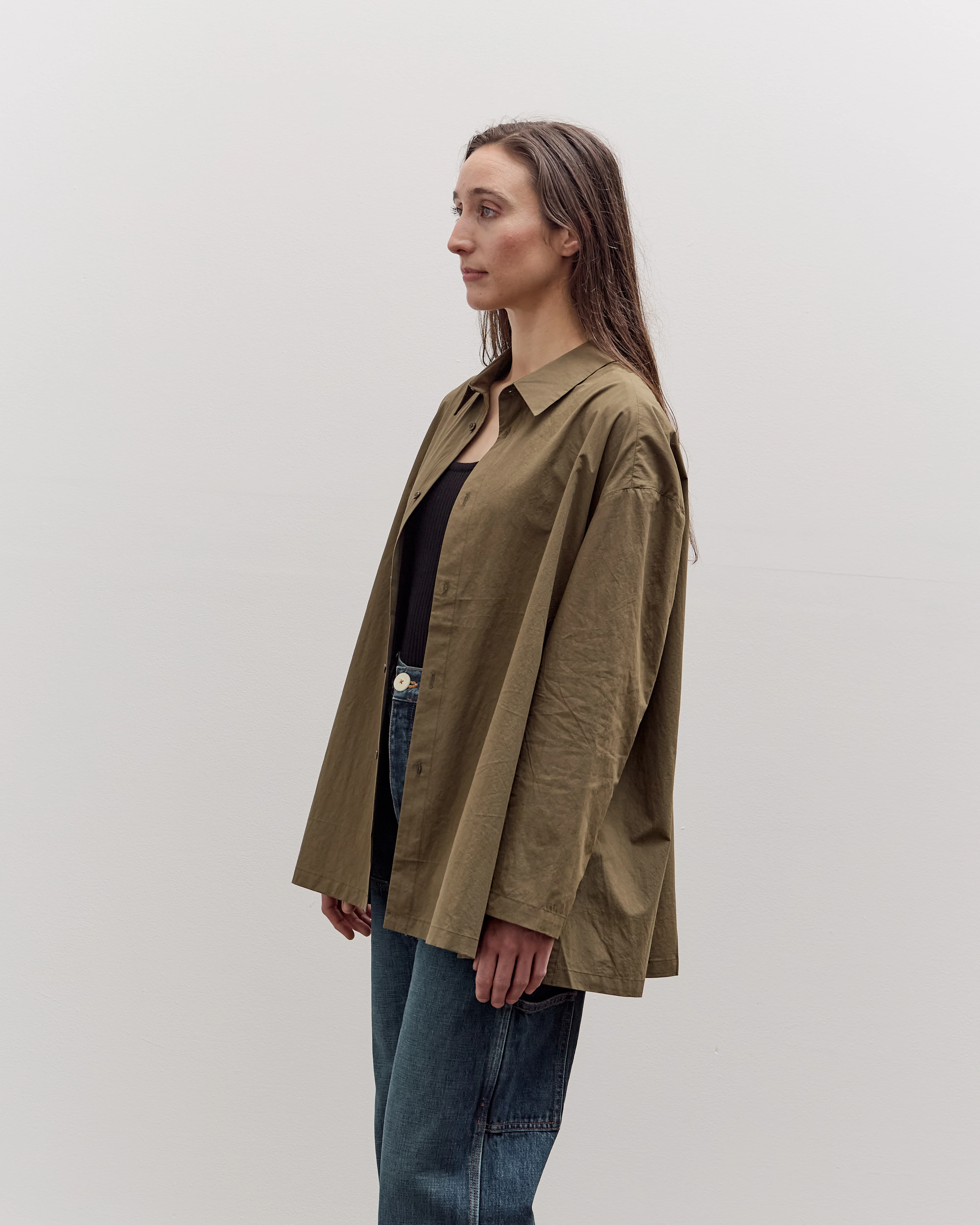 7115 by Szeki Papery 3/4 Button Down, Olive - Image 3