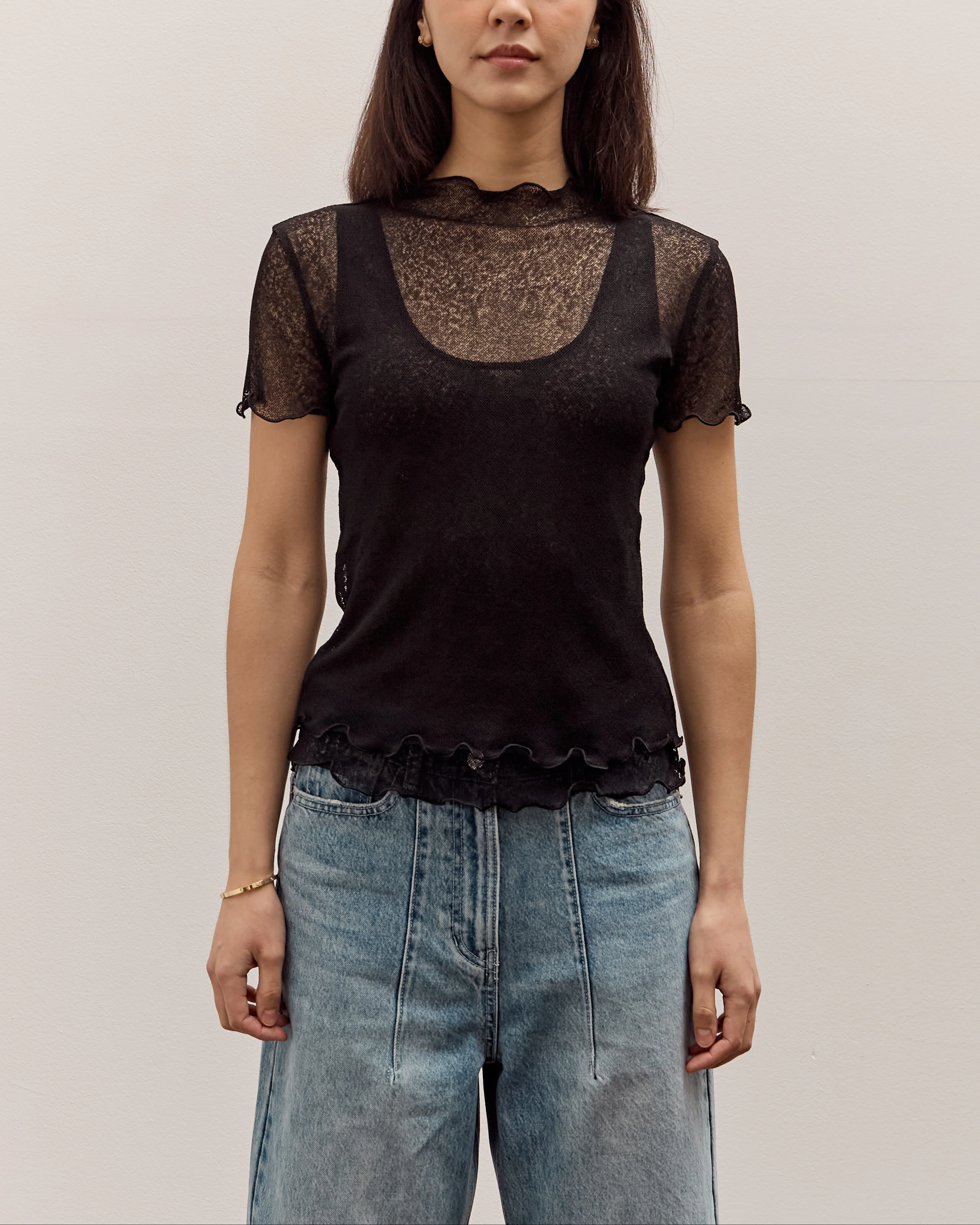Anggae Two Layered Net T-shirt, Black