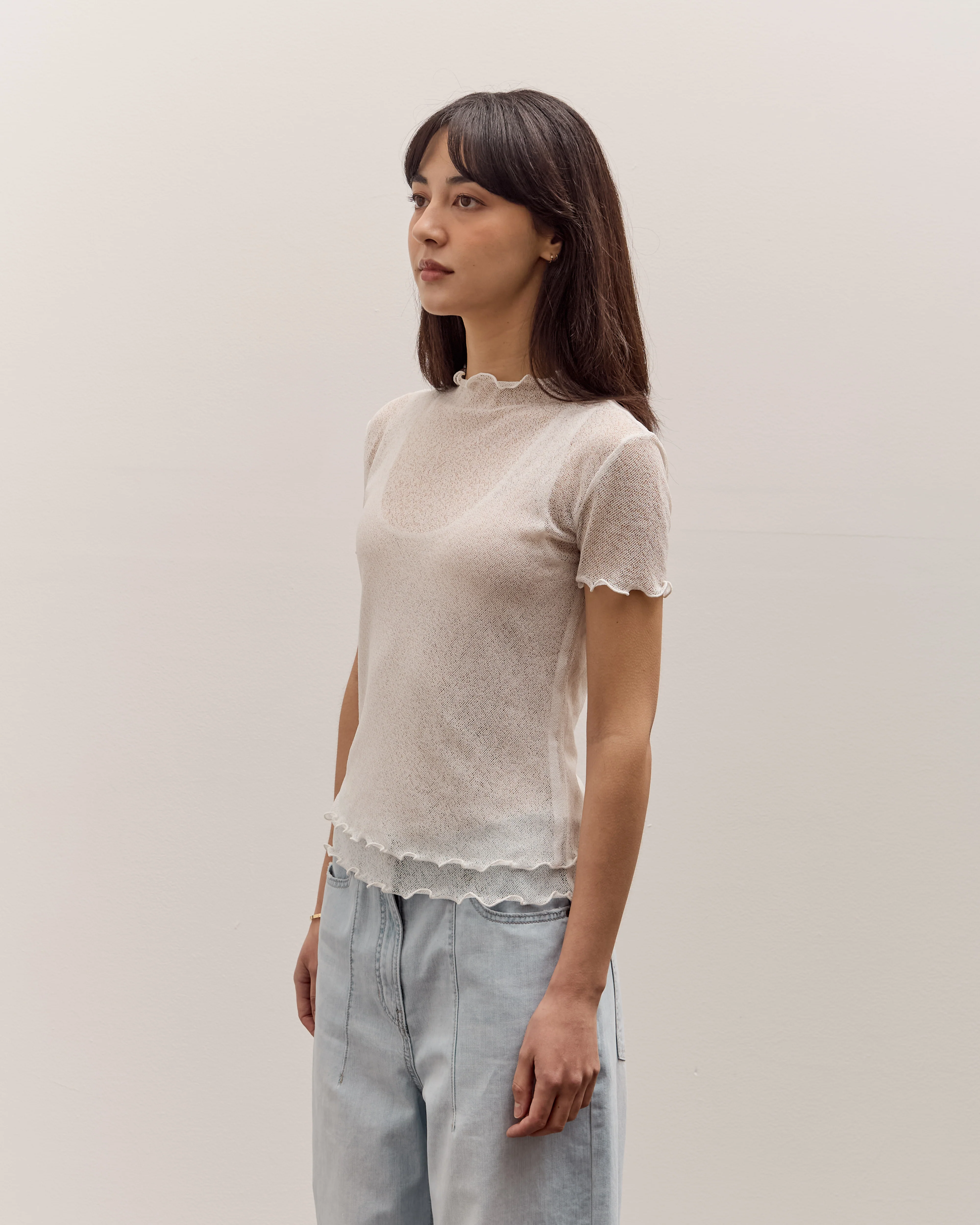 Anggae Two Layered Net T-shirt, White - Image 4