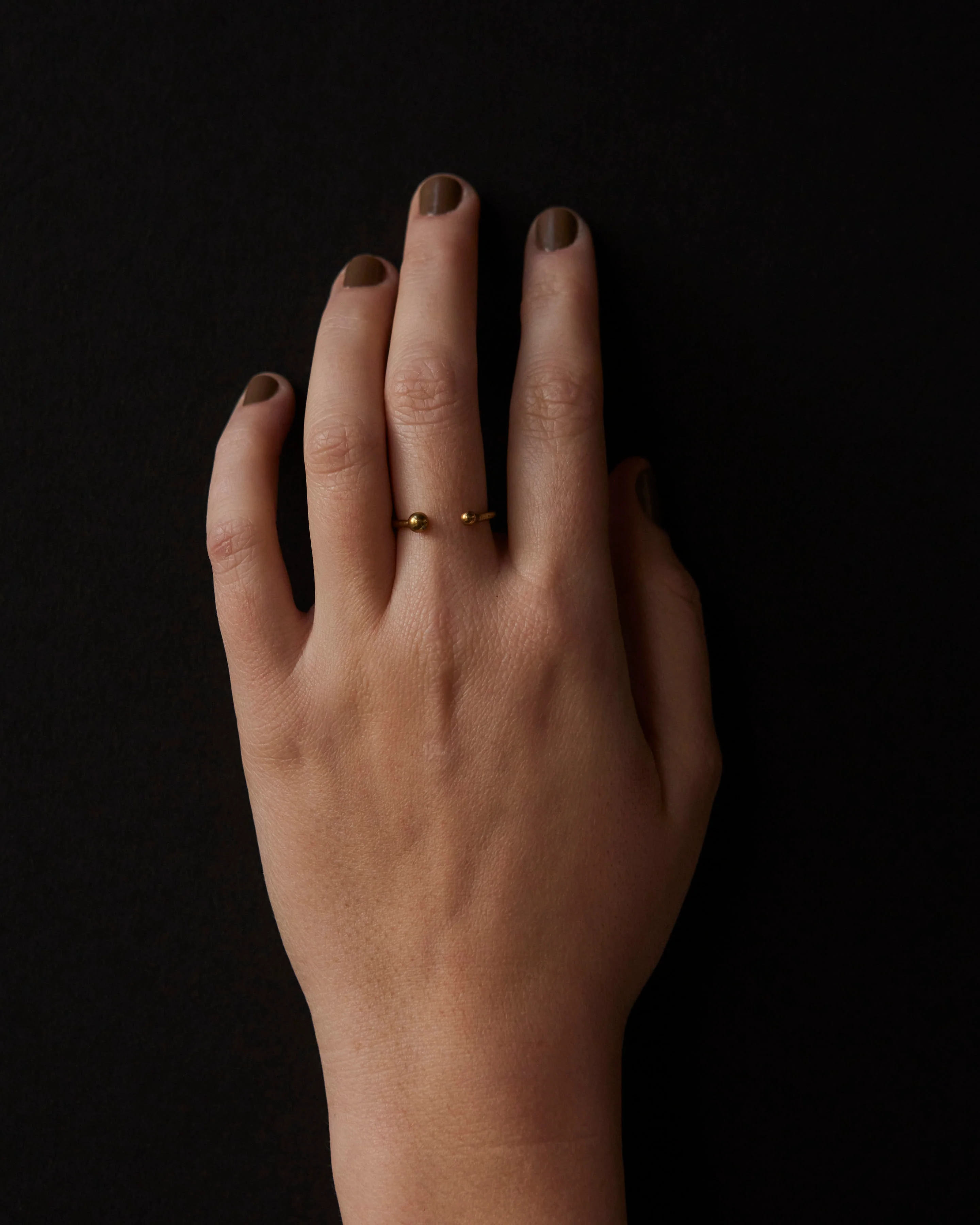 Another Feather Pearl Cuff Ring, Brass - Image 2