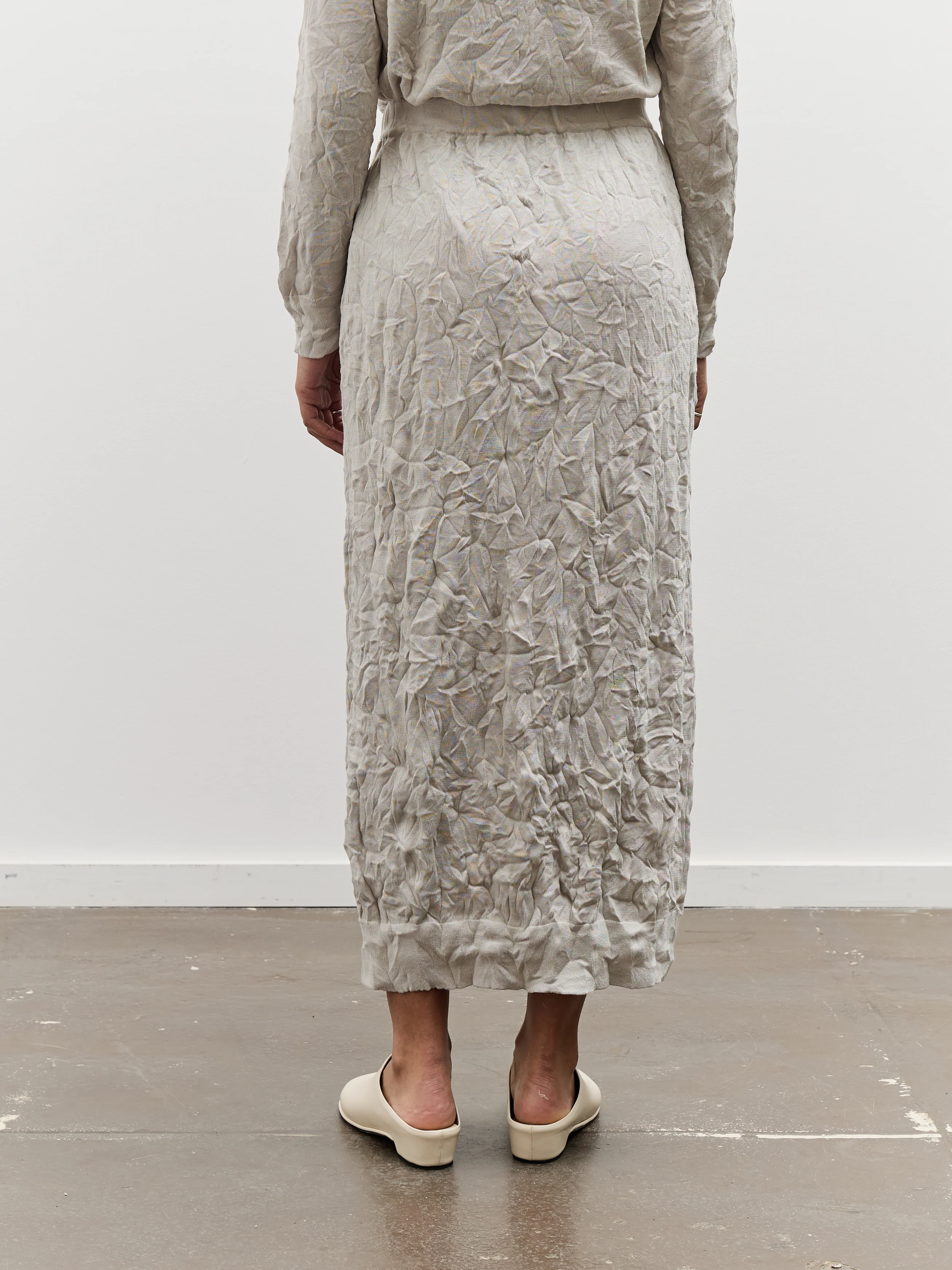 Black Crane Crinkled Knit Skirt, Platinum - Image 8