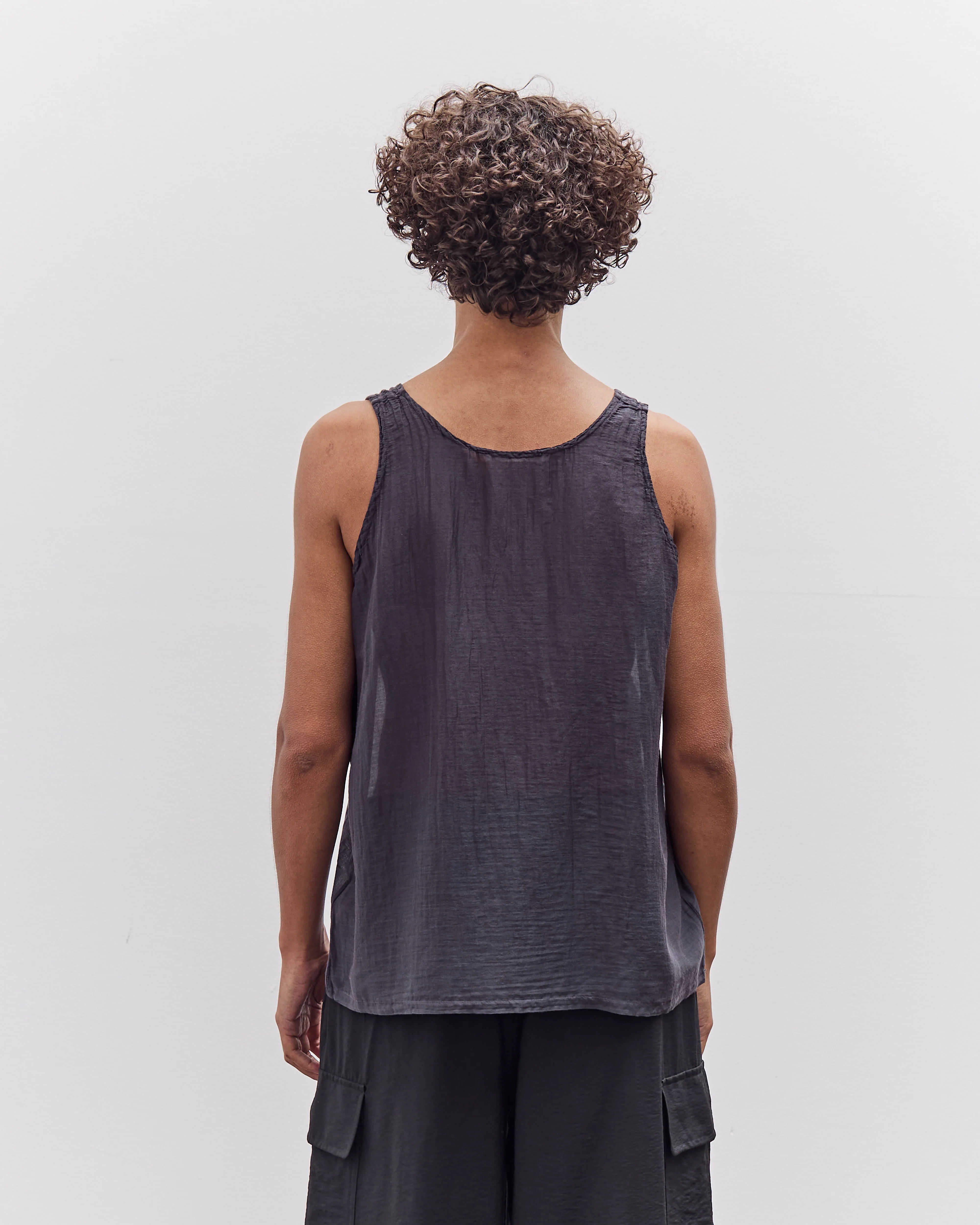 Black Crane Loose Tank Top, Navy - Image 3