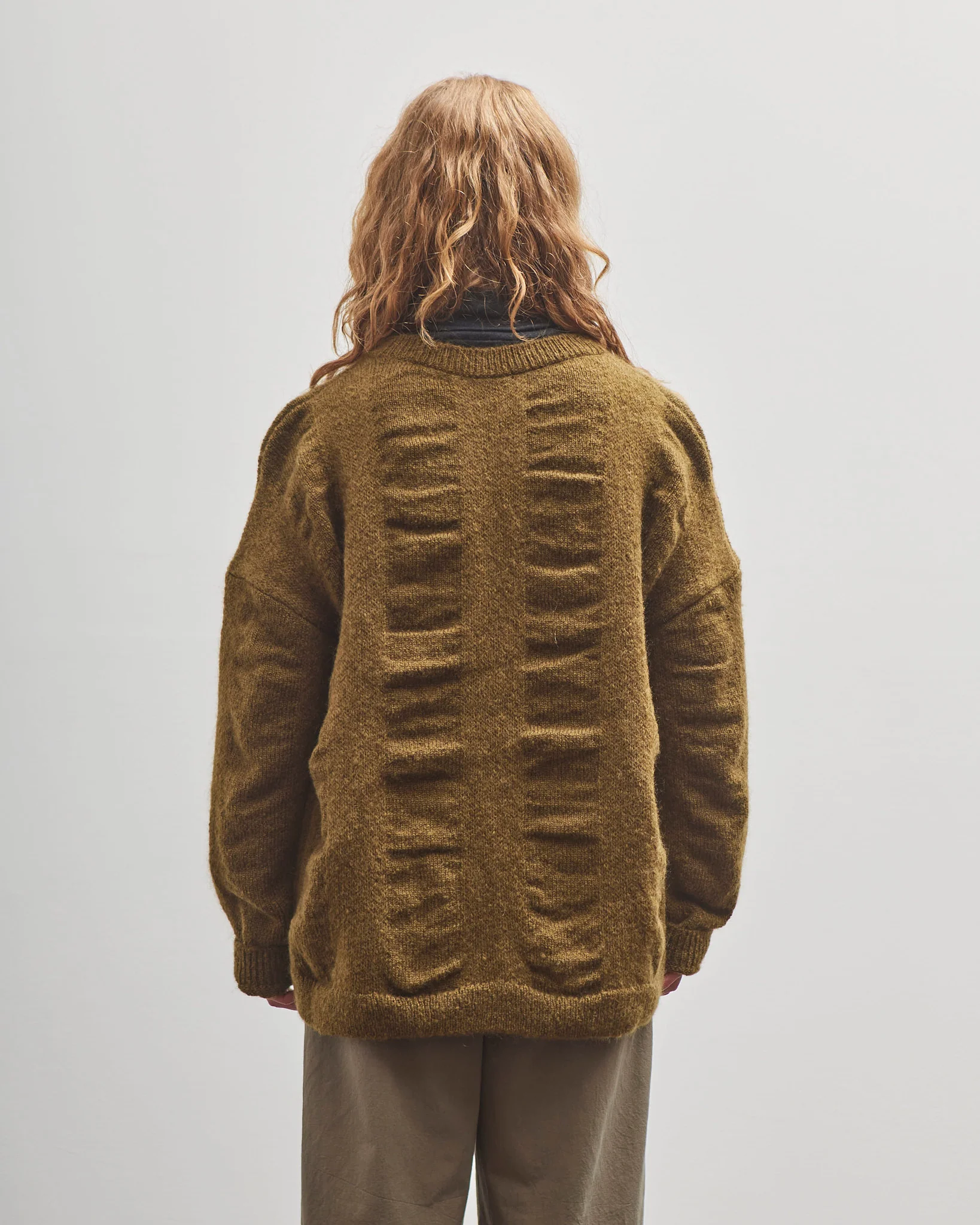 Black Crane Waterfall Sweater, Dark Olive - Image 6