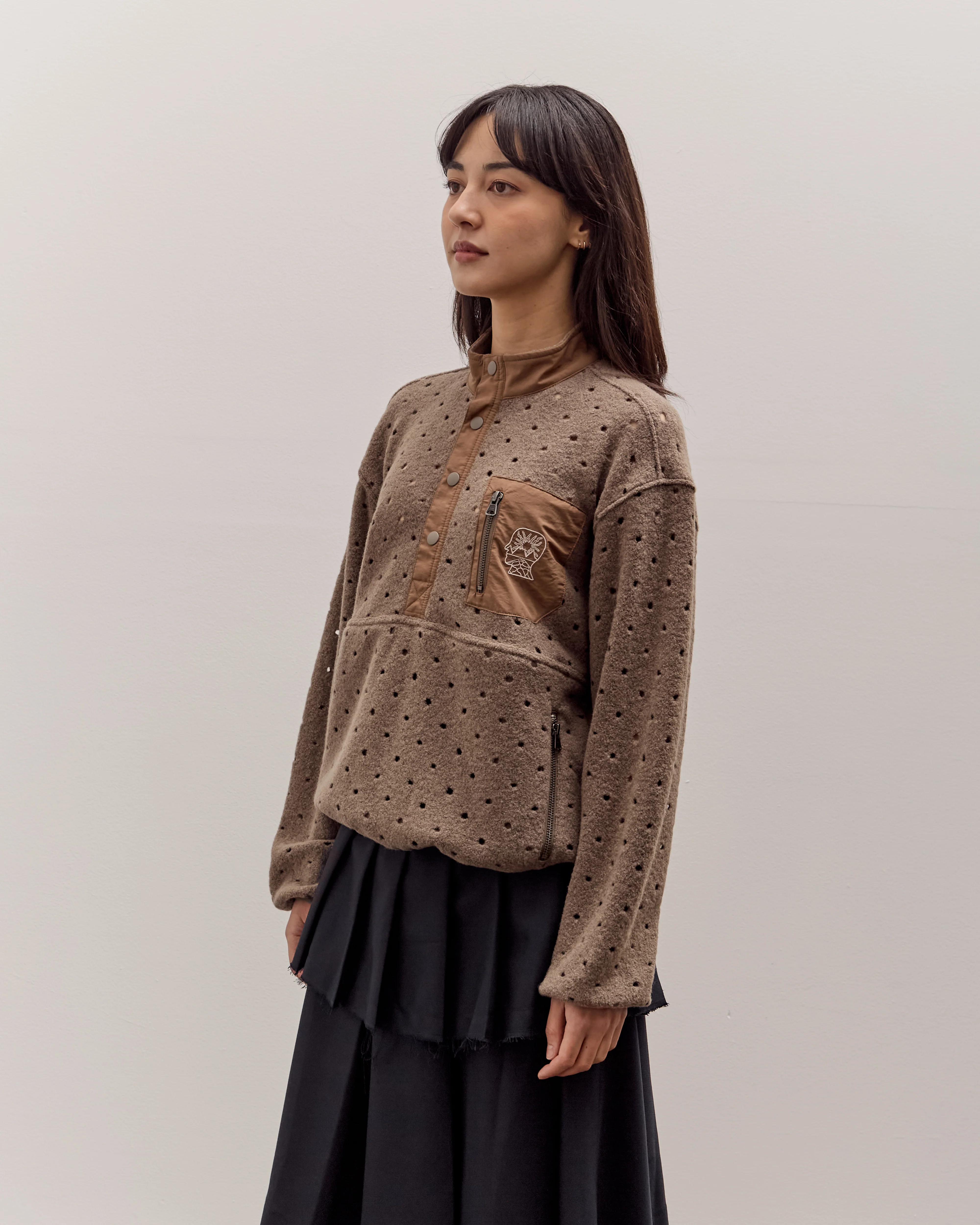 Brain Dead Hole Mock Neck Pullover, Brown - Image 4