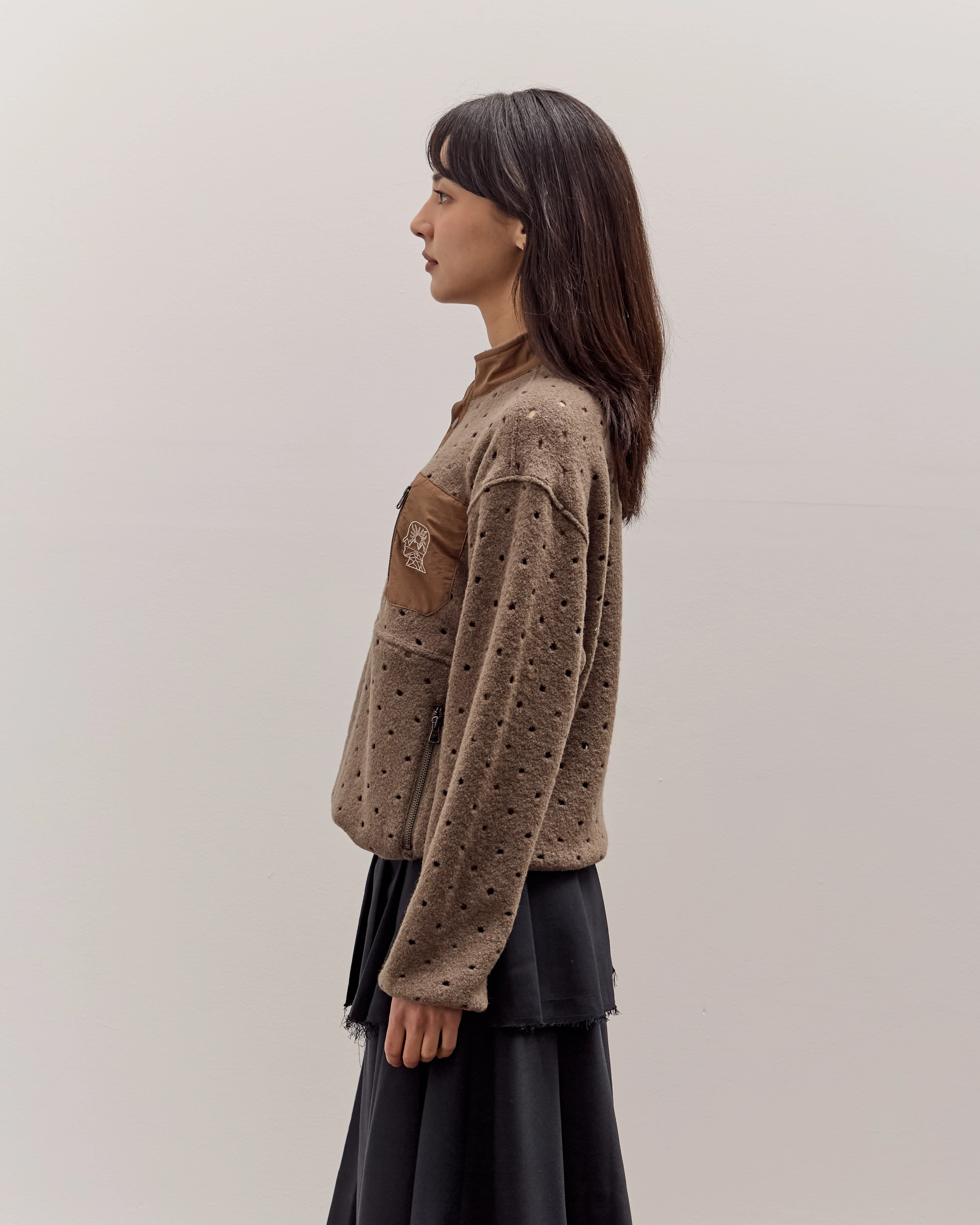 Brain Dead Hole Mock Neck Pullover, Brown - Image 5