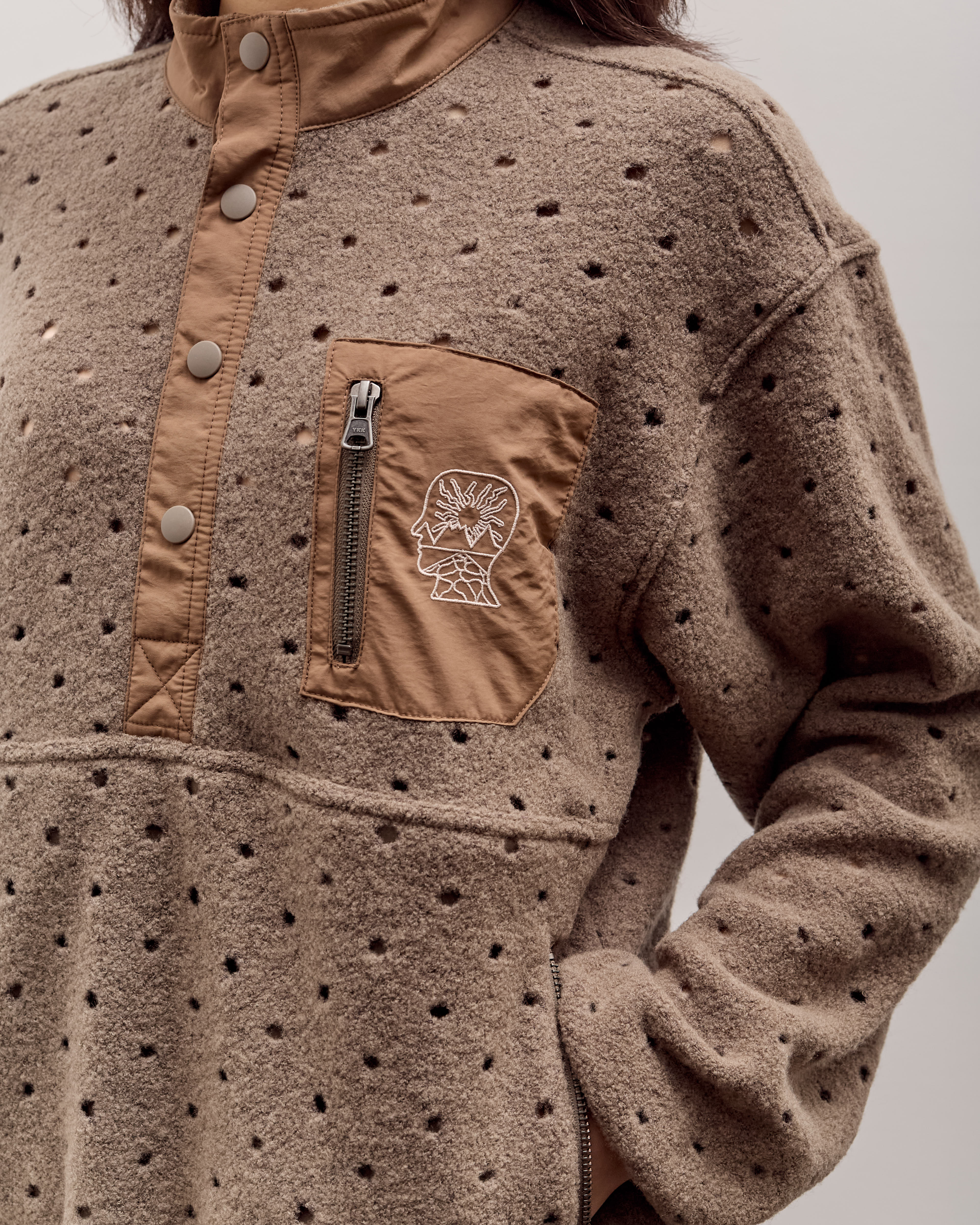 Brain Dead Hole Mock Neck Pullover, Brown - Image 7