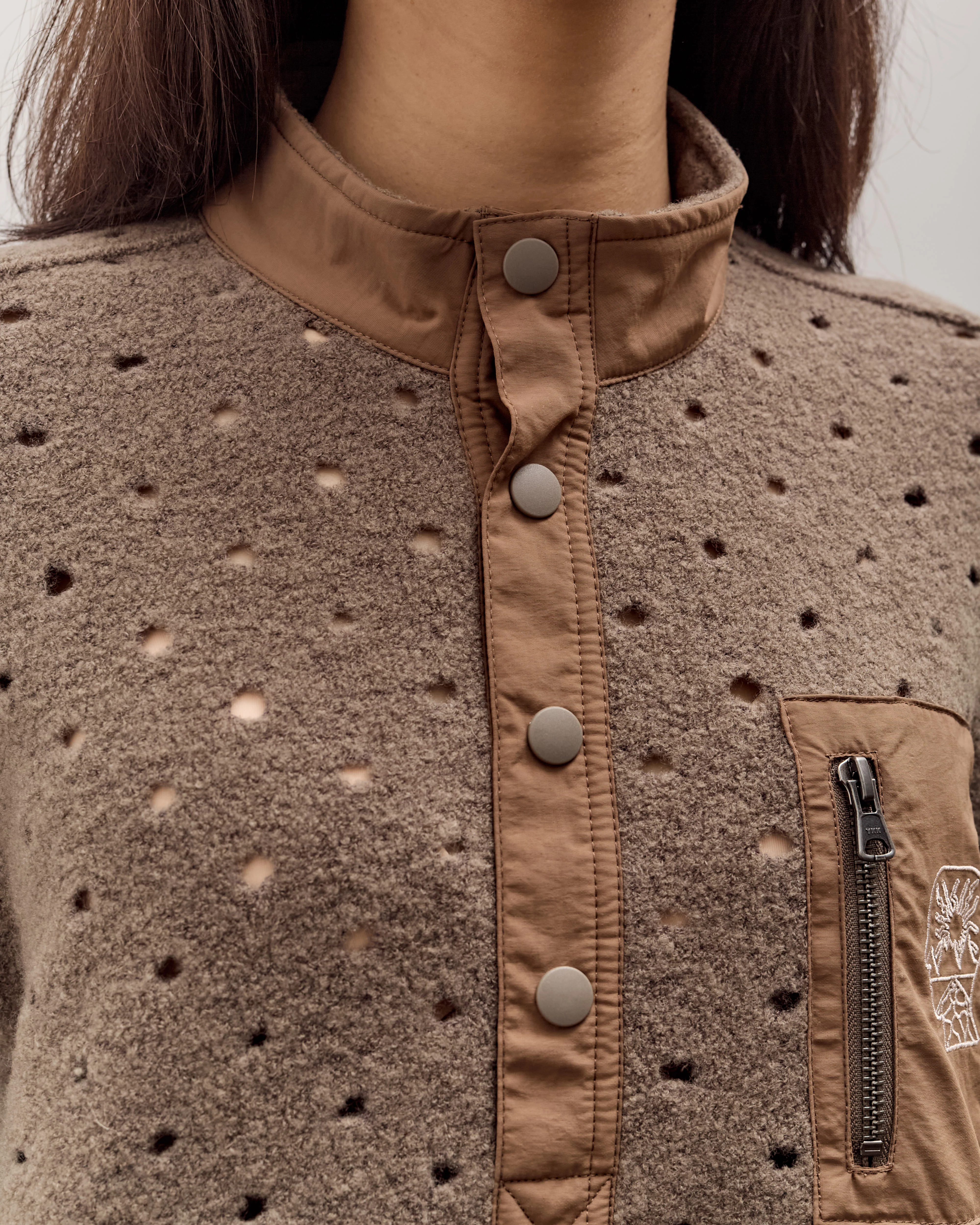 Brain Dead Hole Mock Neck Pullover, Brown - Image 8