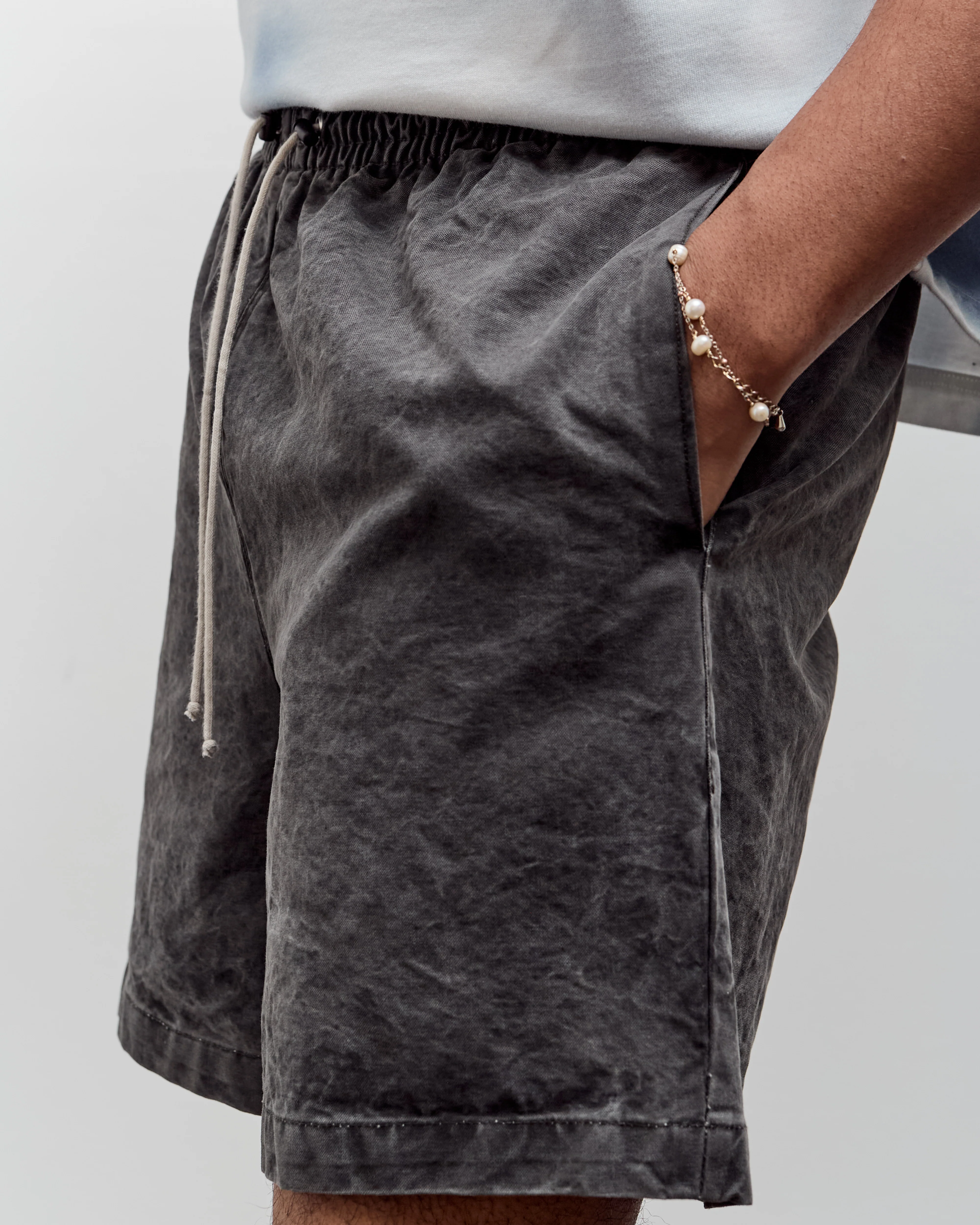 Camiel Fortgens Knee Shorts, Black Vintage Wash - Image 7