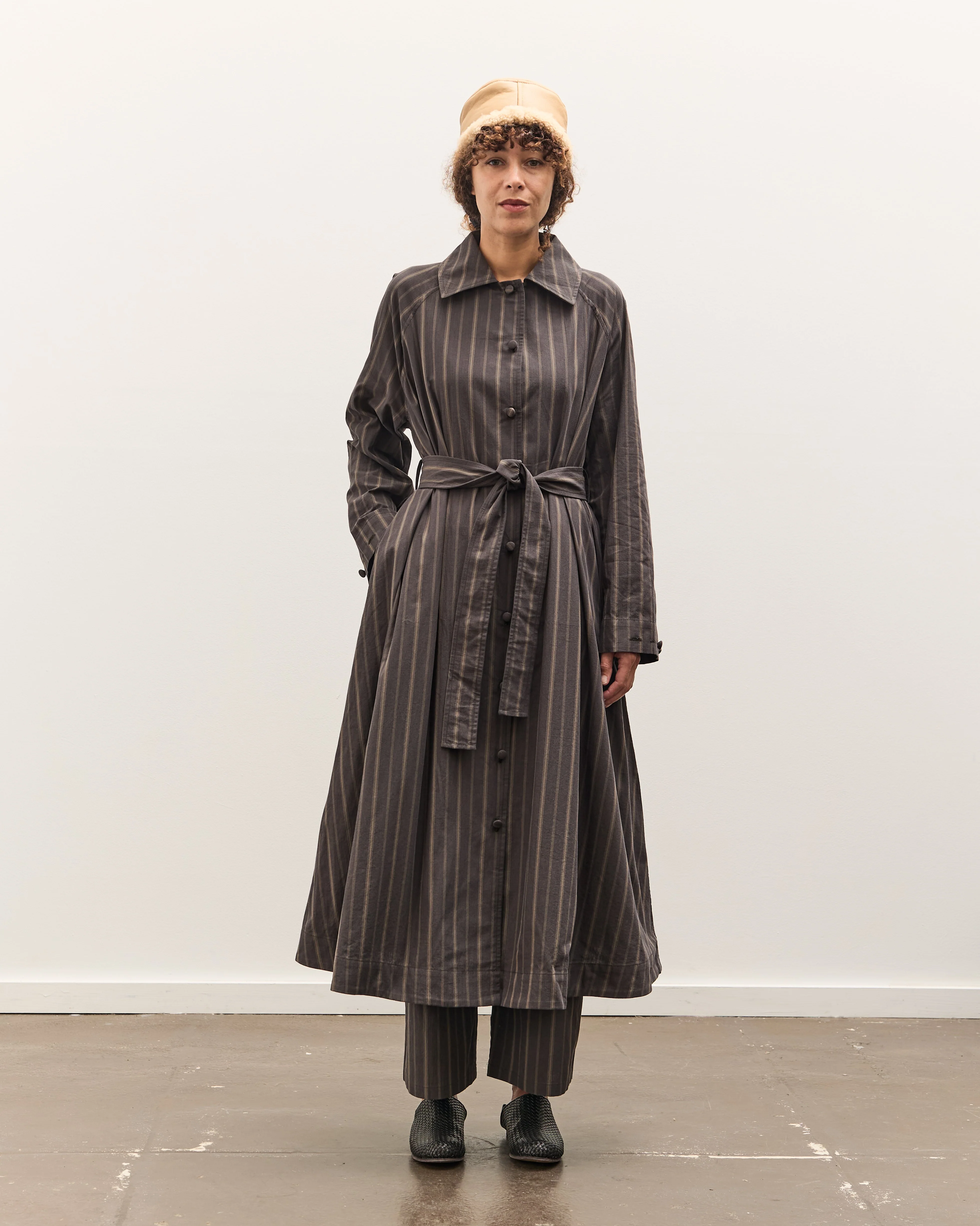 Cawley Japanese Mugwasher Stripe Cotton Kit Dress, Greys - Image 3