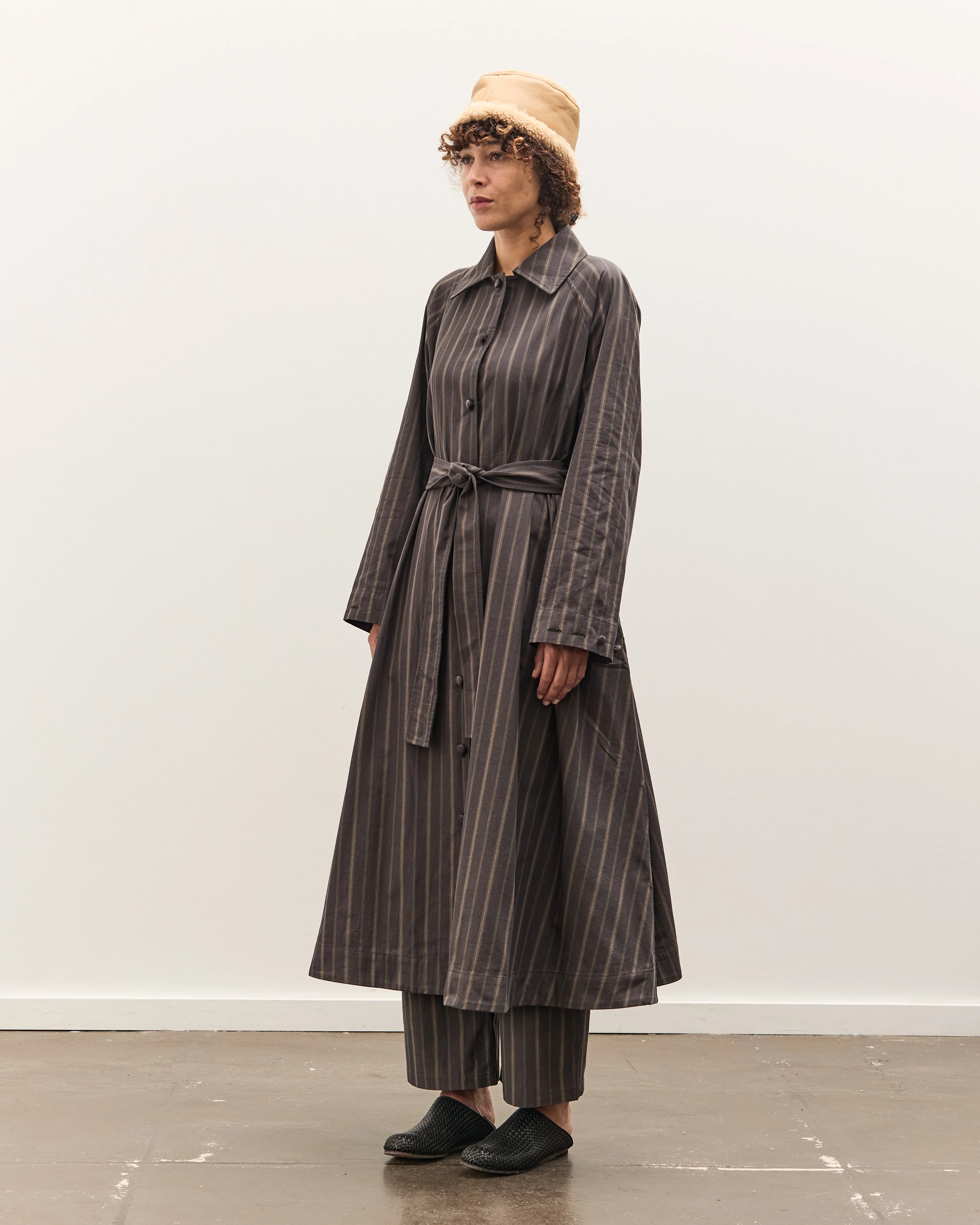 Cawley Japanese Mugwasher Stripe Cotton Kit Dress, Greys - Image 4