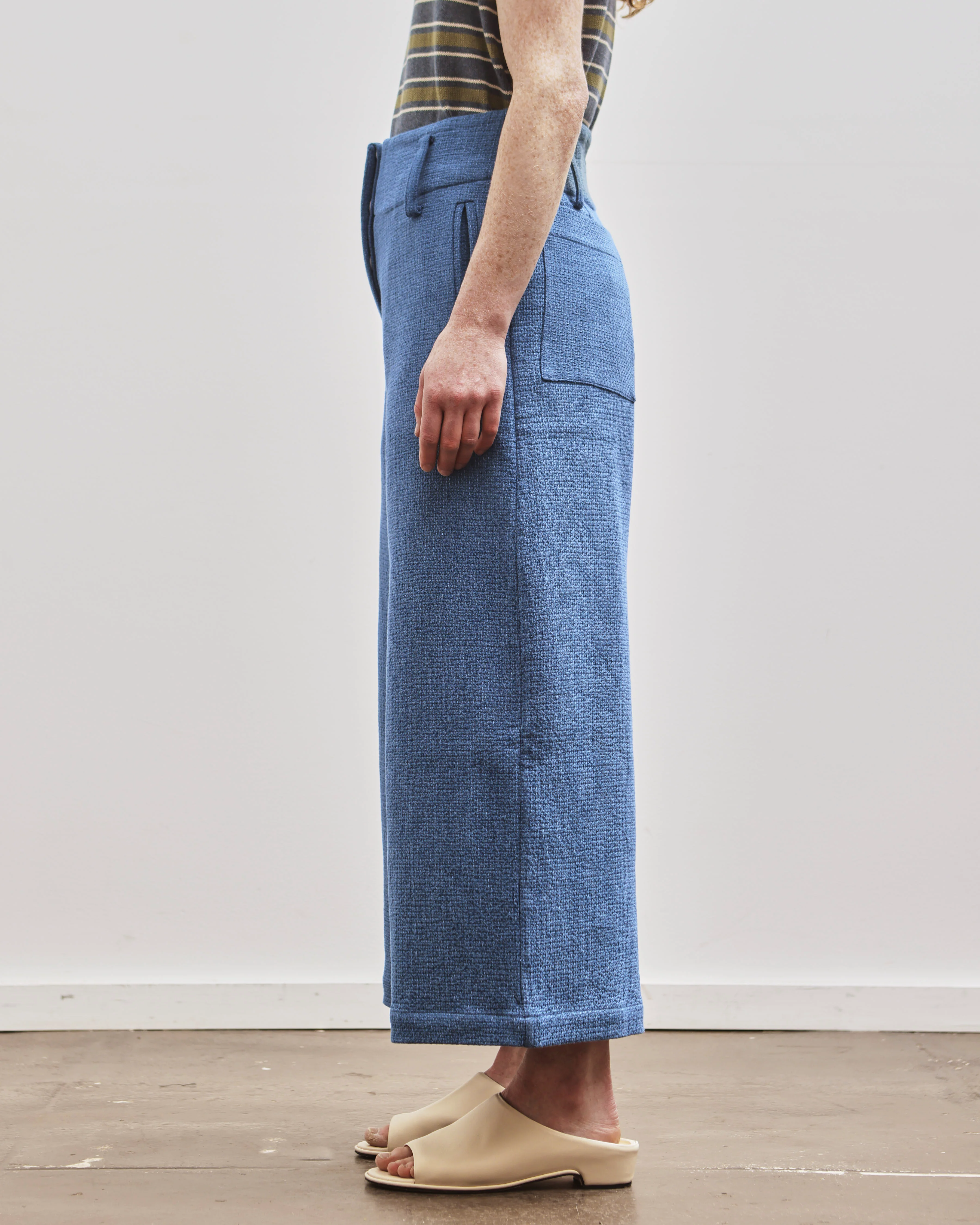 Cawley Japanese Washed Sashiko Grace Trouser, Light Blue - Image 5