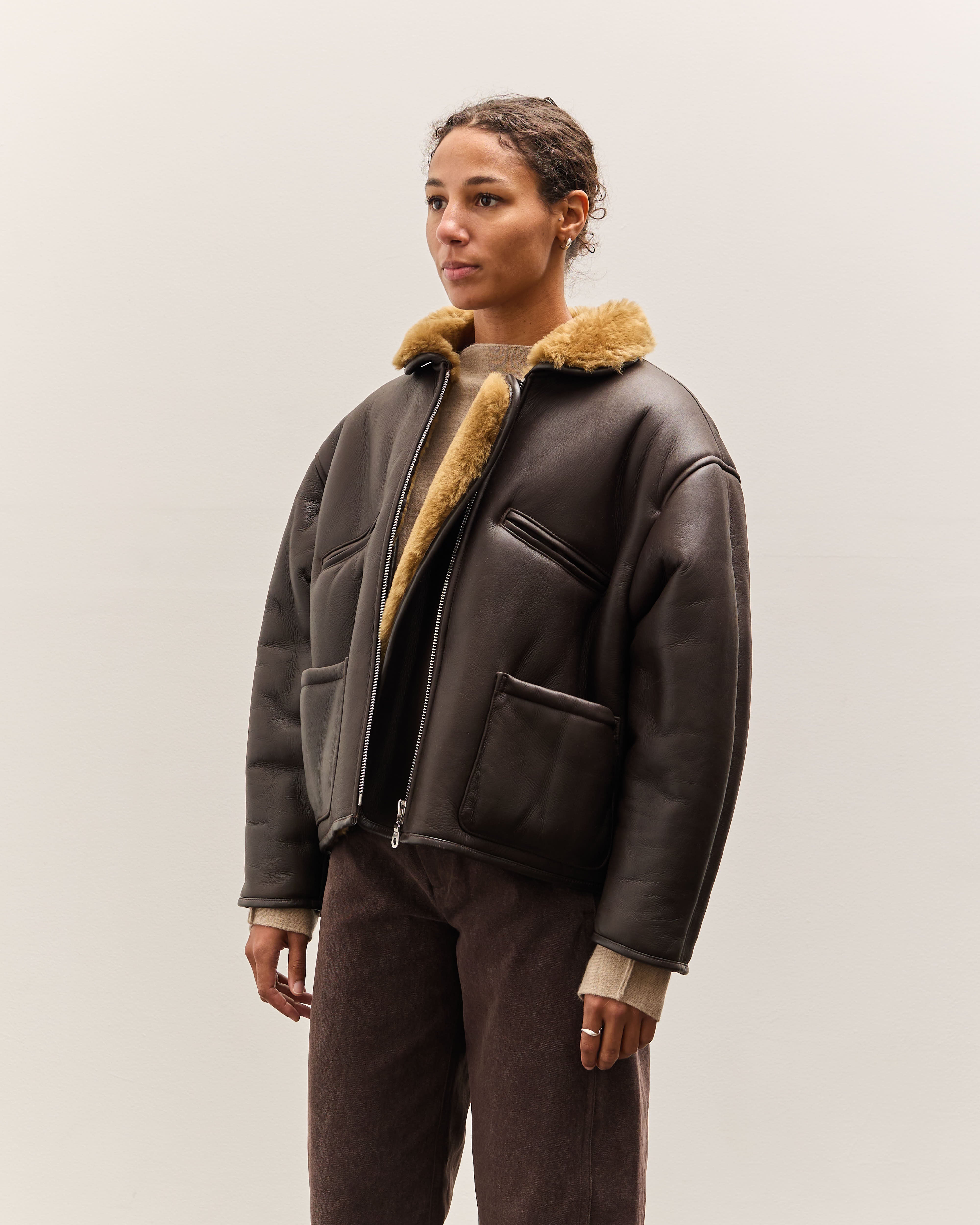 Cawley Leather Back Flying Jacket, Ginger / Brown - Image 3