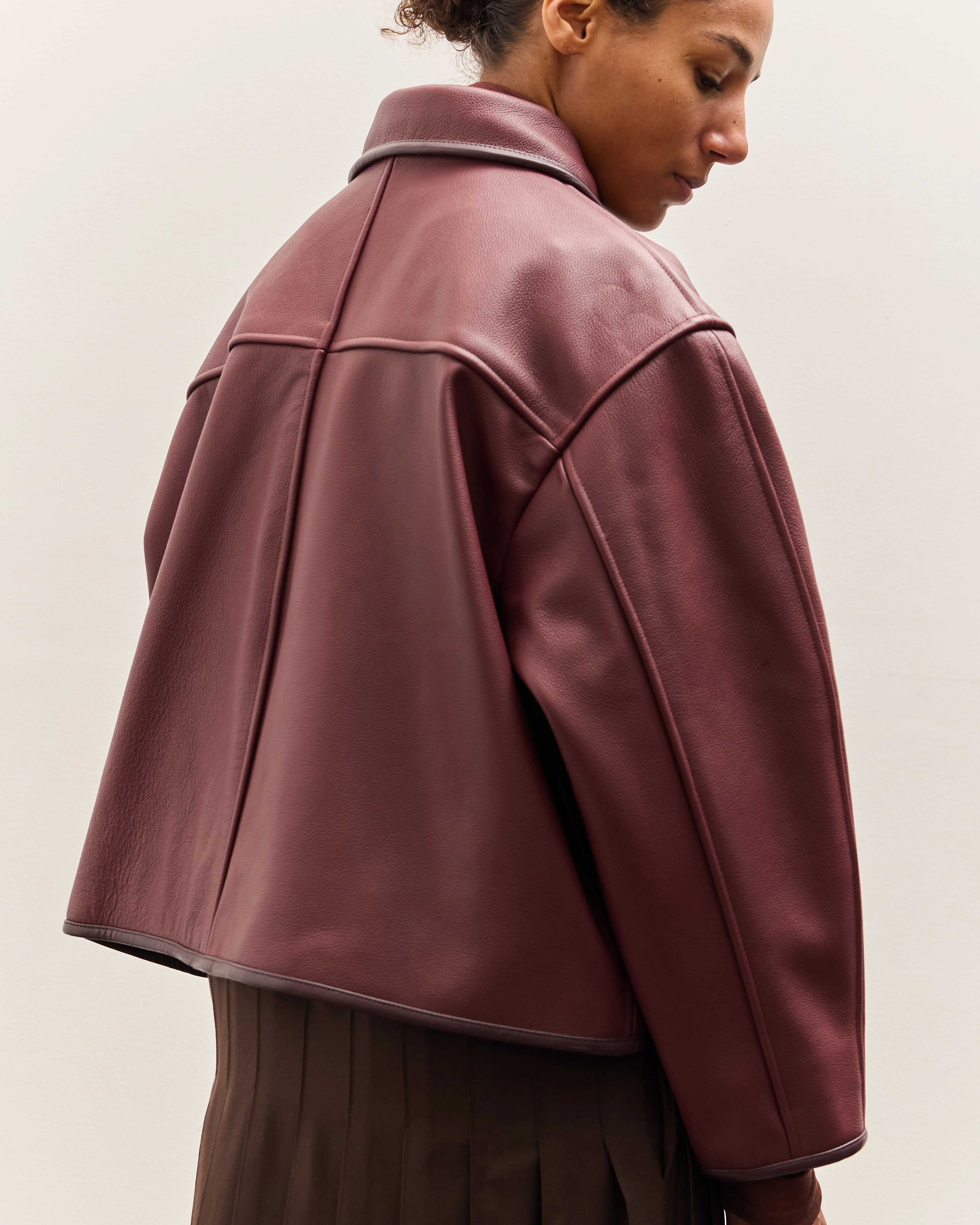 Cawley Leather Flying Jacket, Wine - Image 2