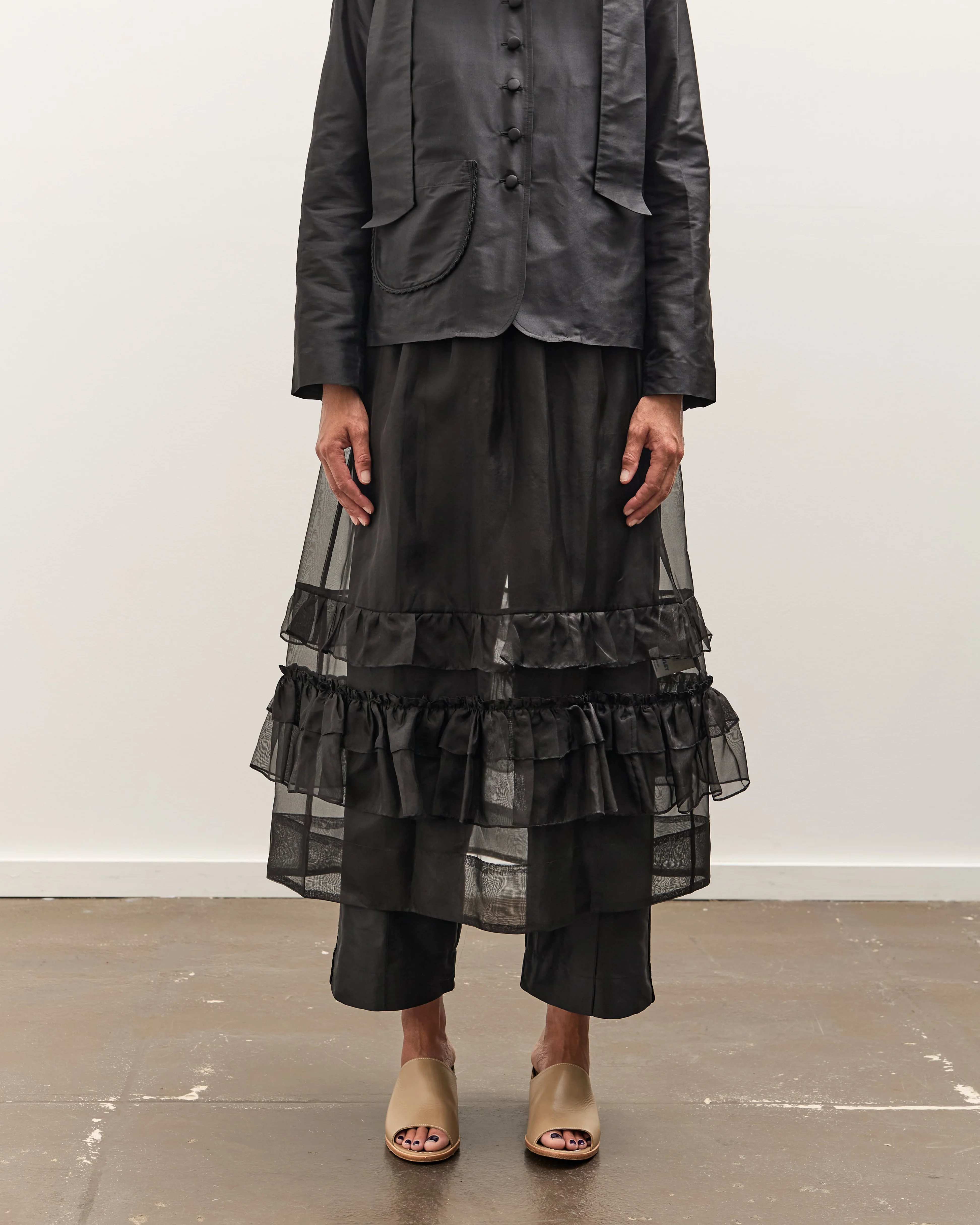 Cawley Silk Organza Betsy Skirt, Black