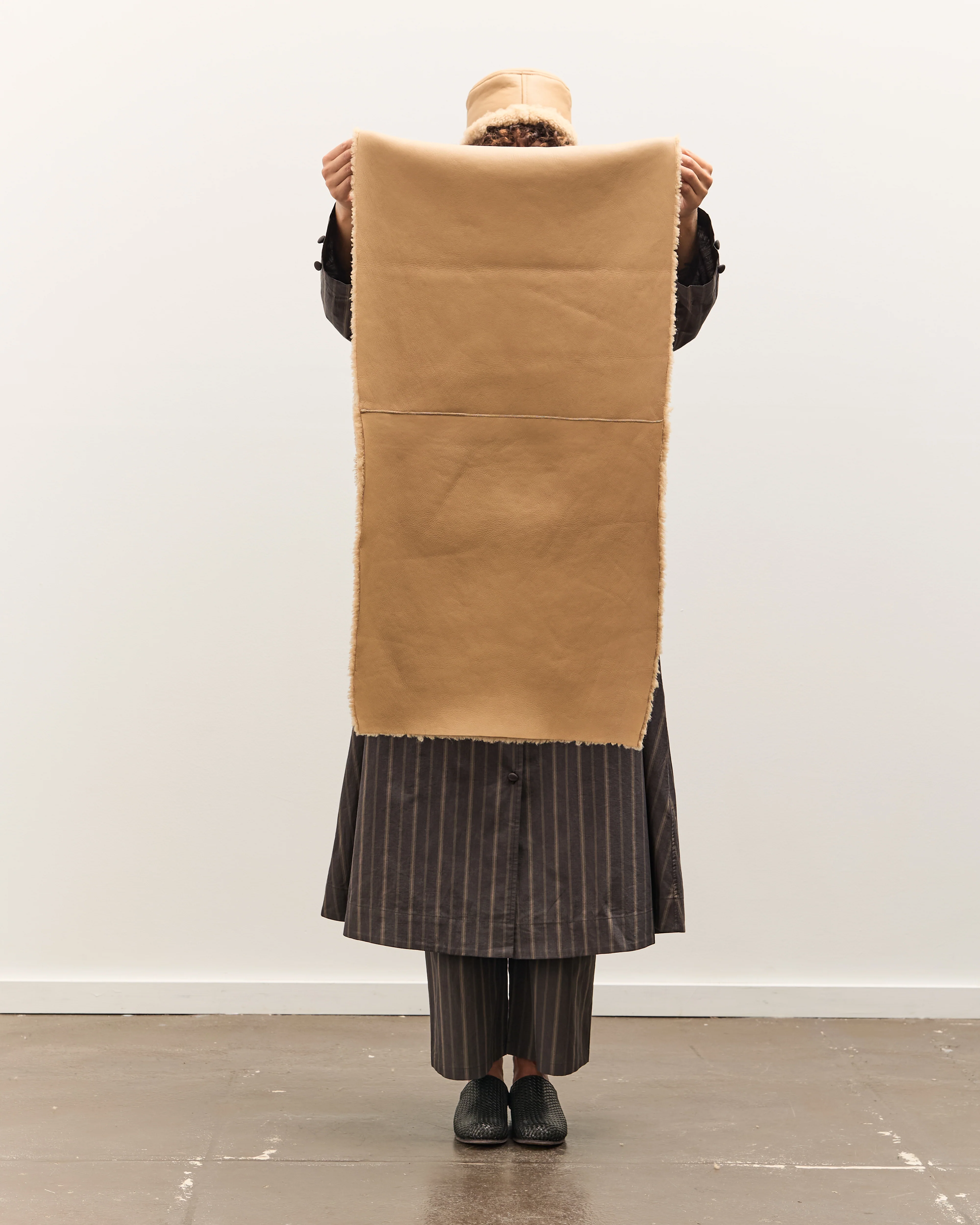 Cawley Tan Leather Back Curly Shawl, Tan - Image 5