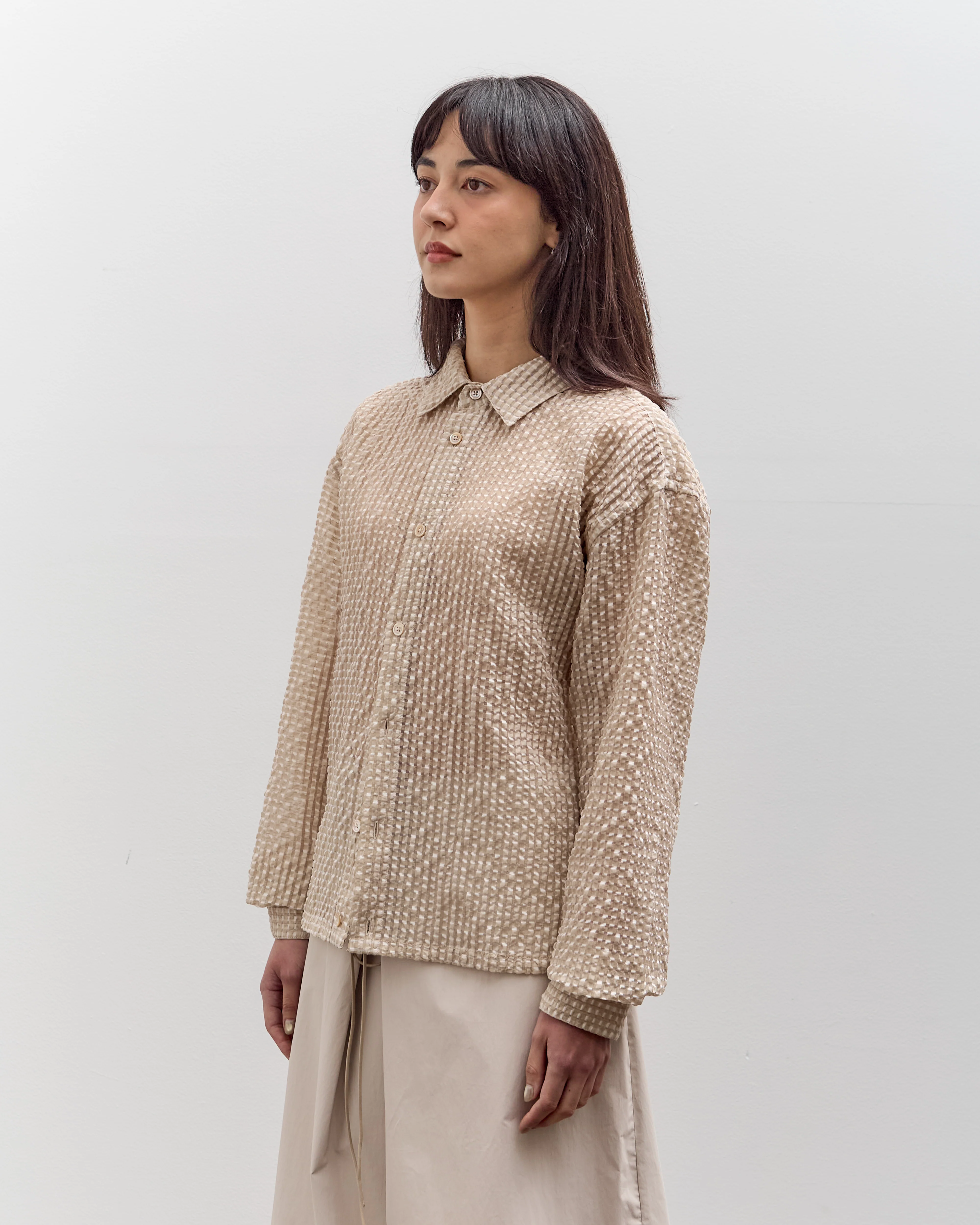 Colbo Cropped Shirt, Textured Gingham - Image 4