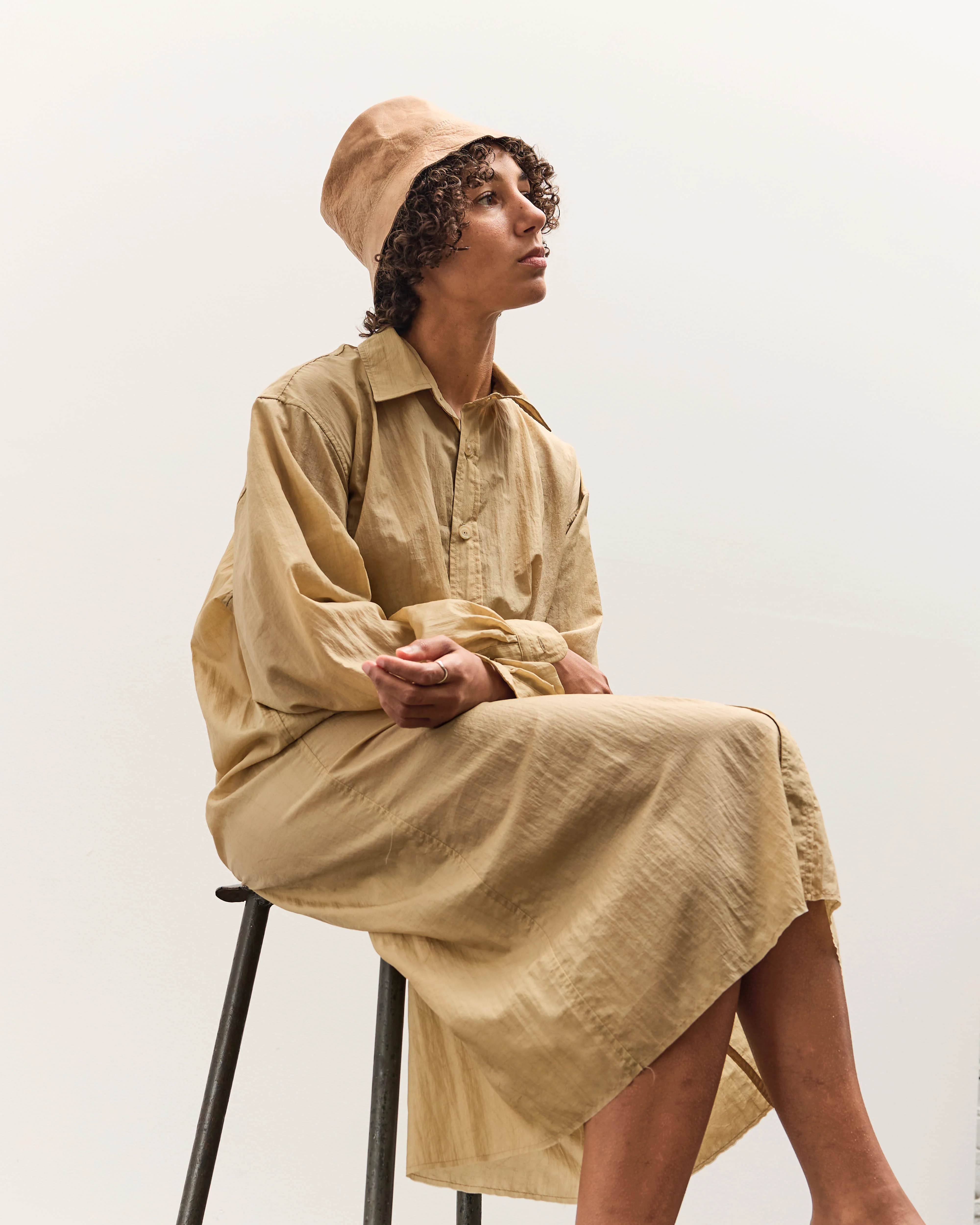 Colbo Office Dress, Washed Gold Nylon - Image 2