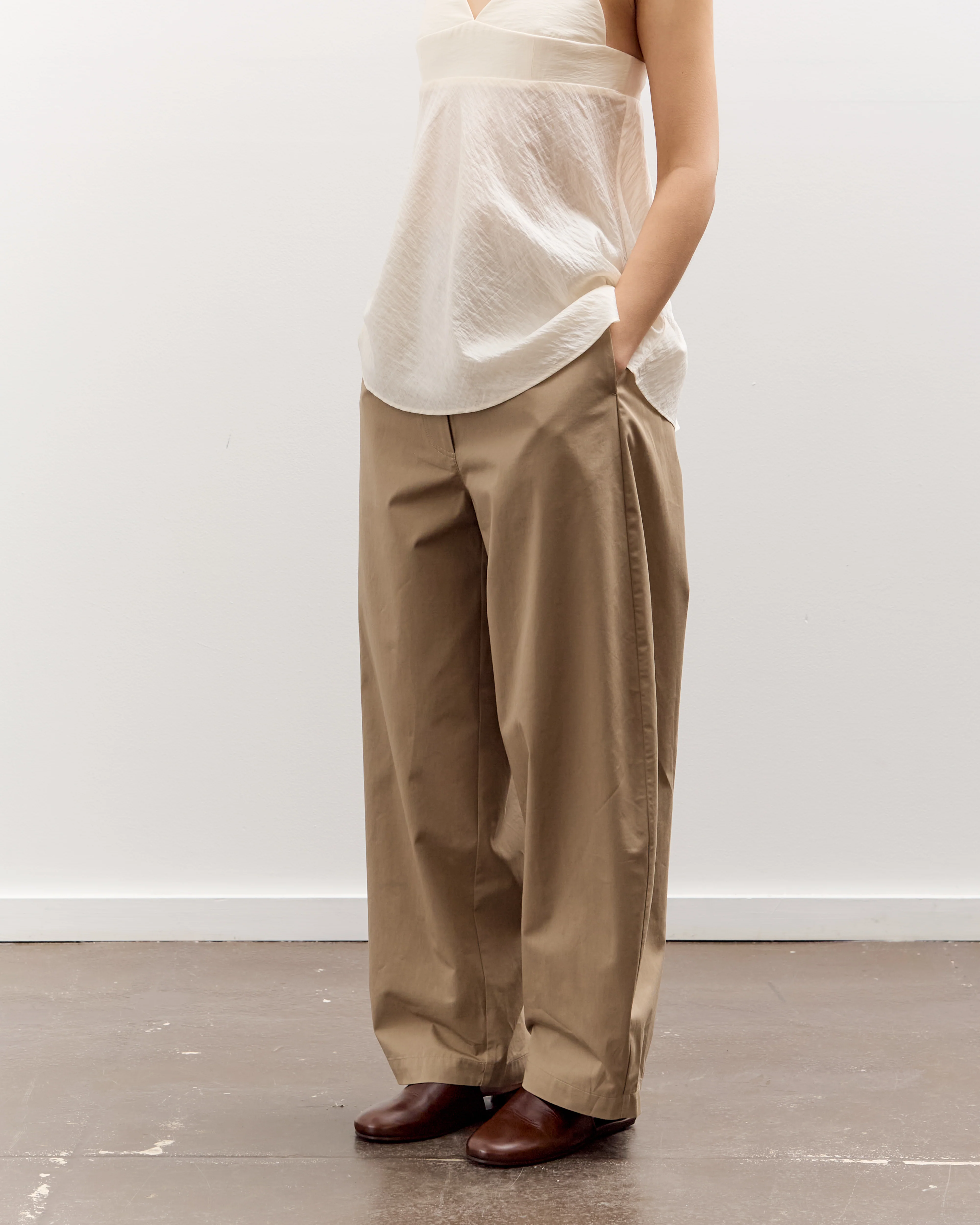 Cordera Cotton Curved Pants, Camel - Image 3