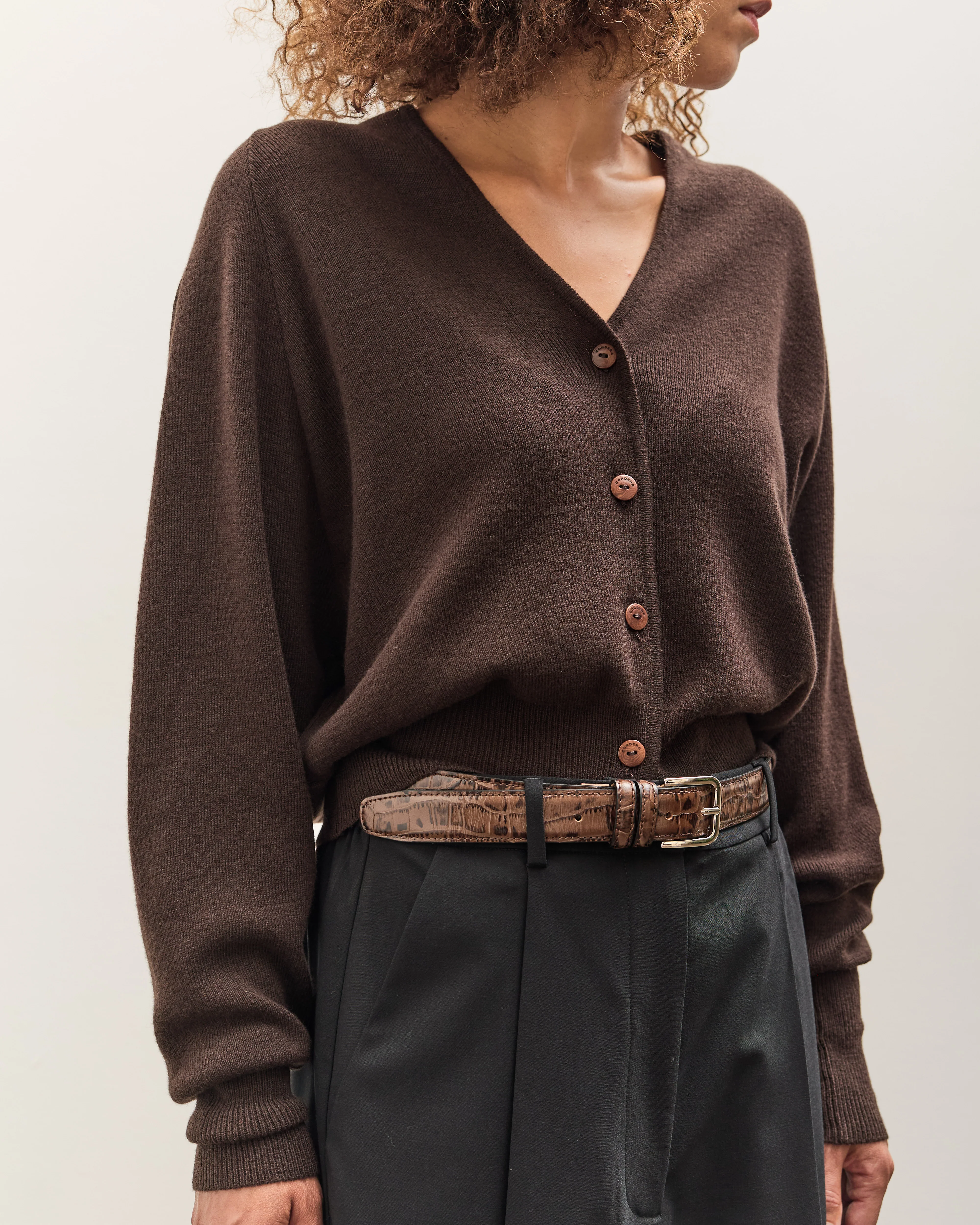 Cordera Merino & Cashmere Cardigan, Brown - Image 5