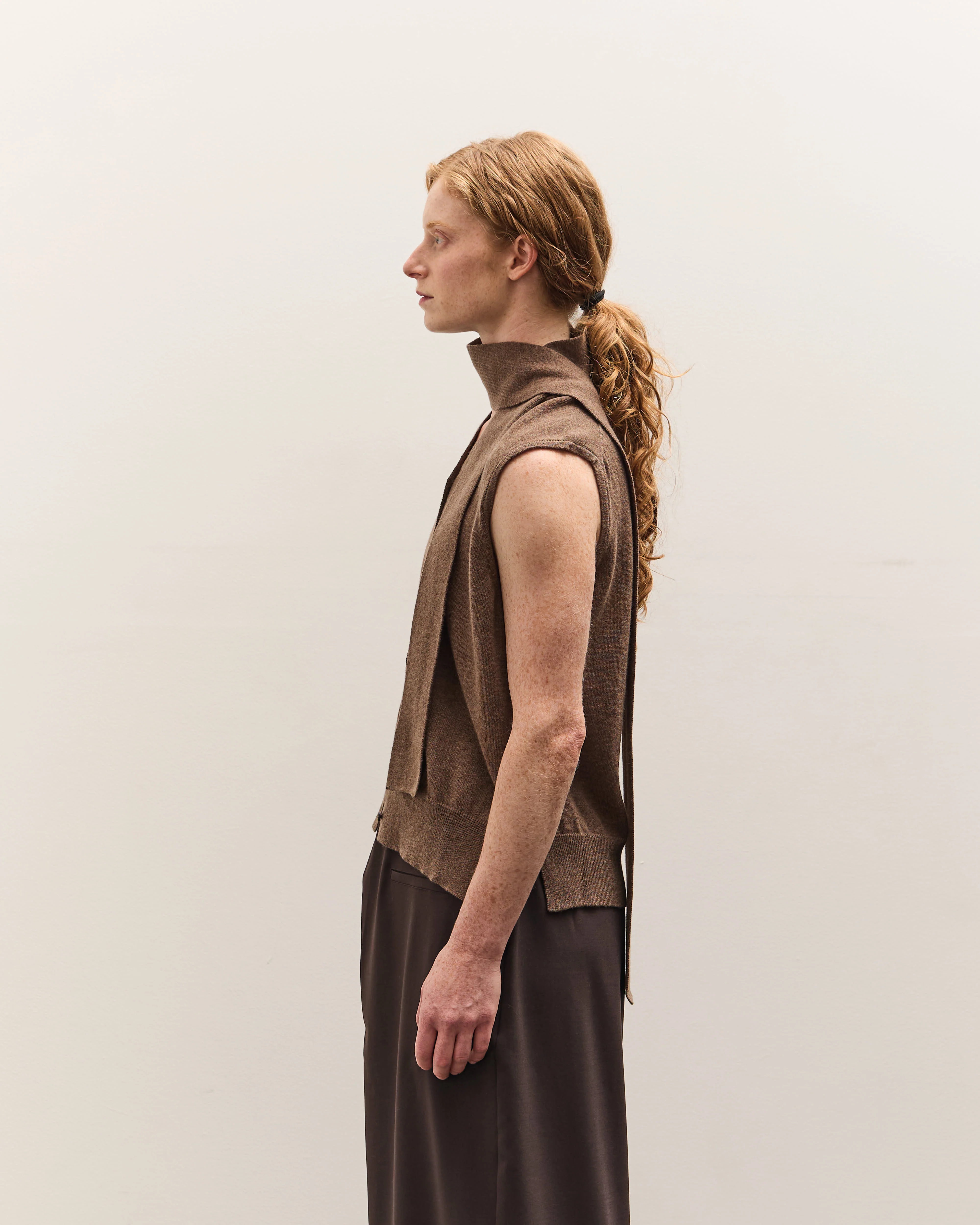 Cordera Merino Wool Lace Waistcoat, Taupe - Image 4