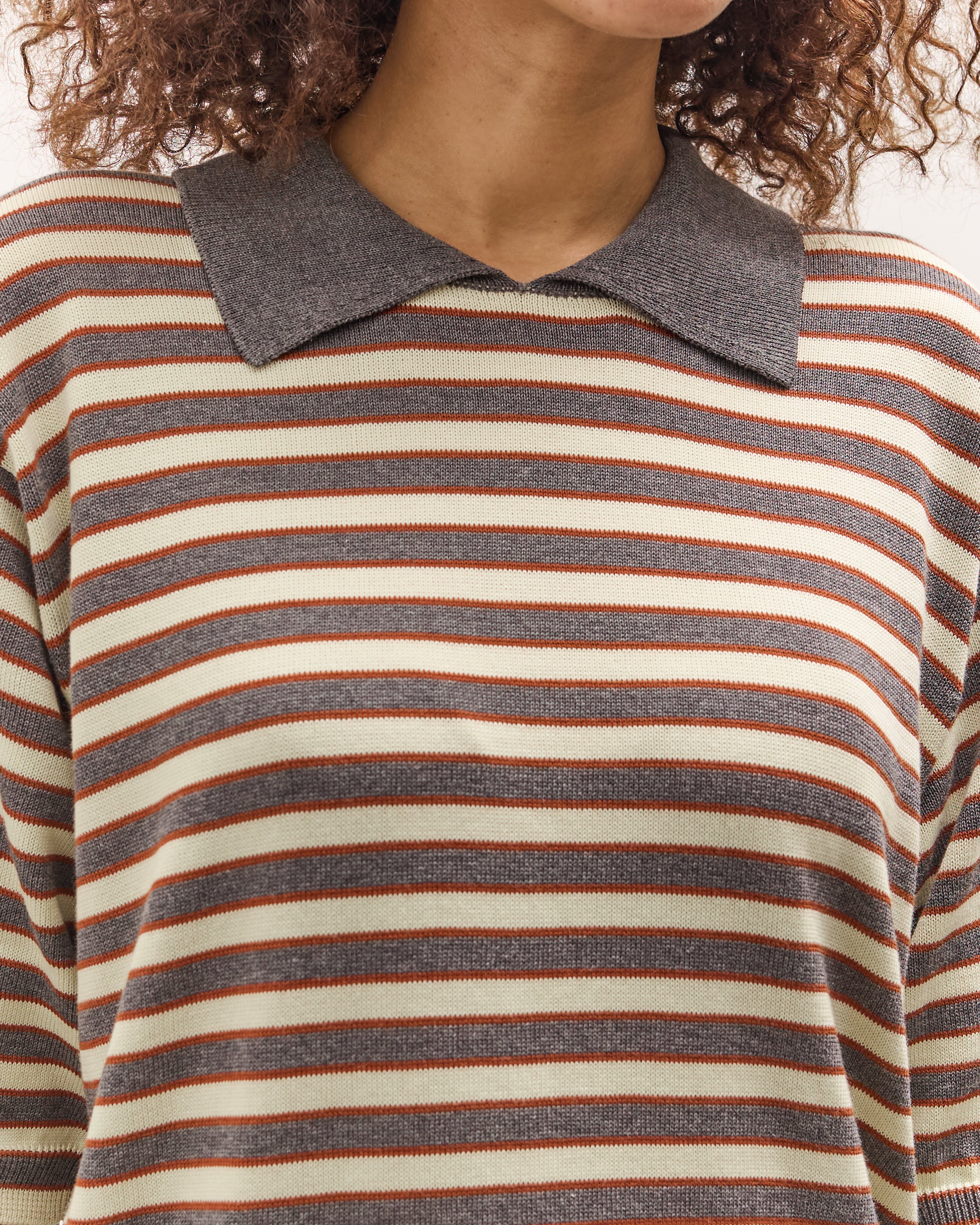 Cordera Organic Cotton Striped Polo, Beige - Image 2