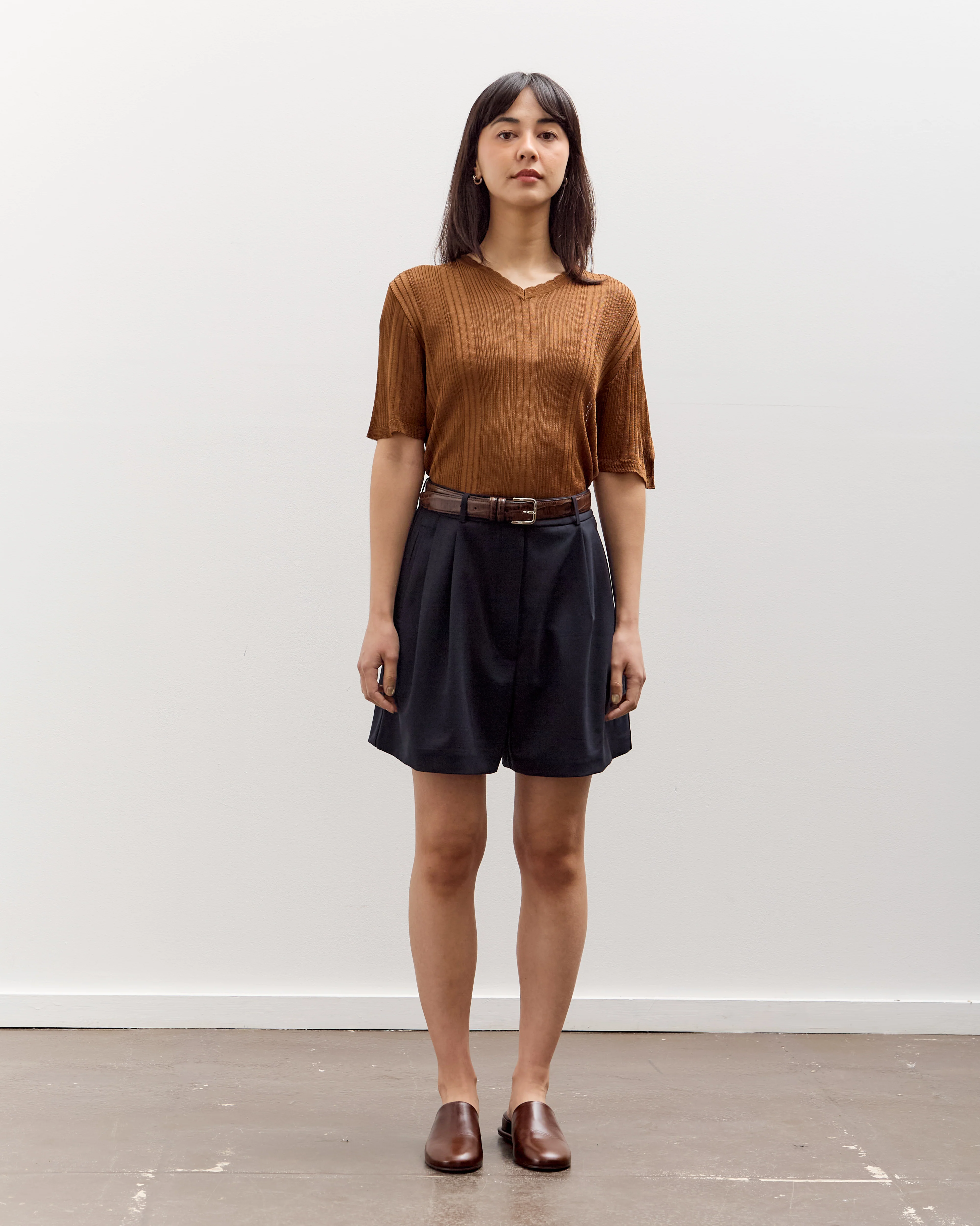 Cordera Ribbed Knit T-Shirt, Tobacco - Image 3