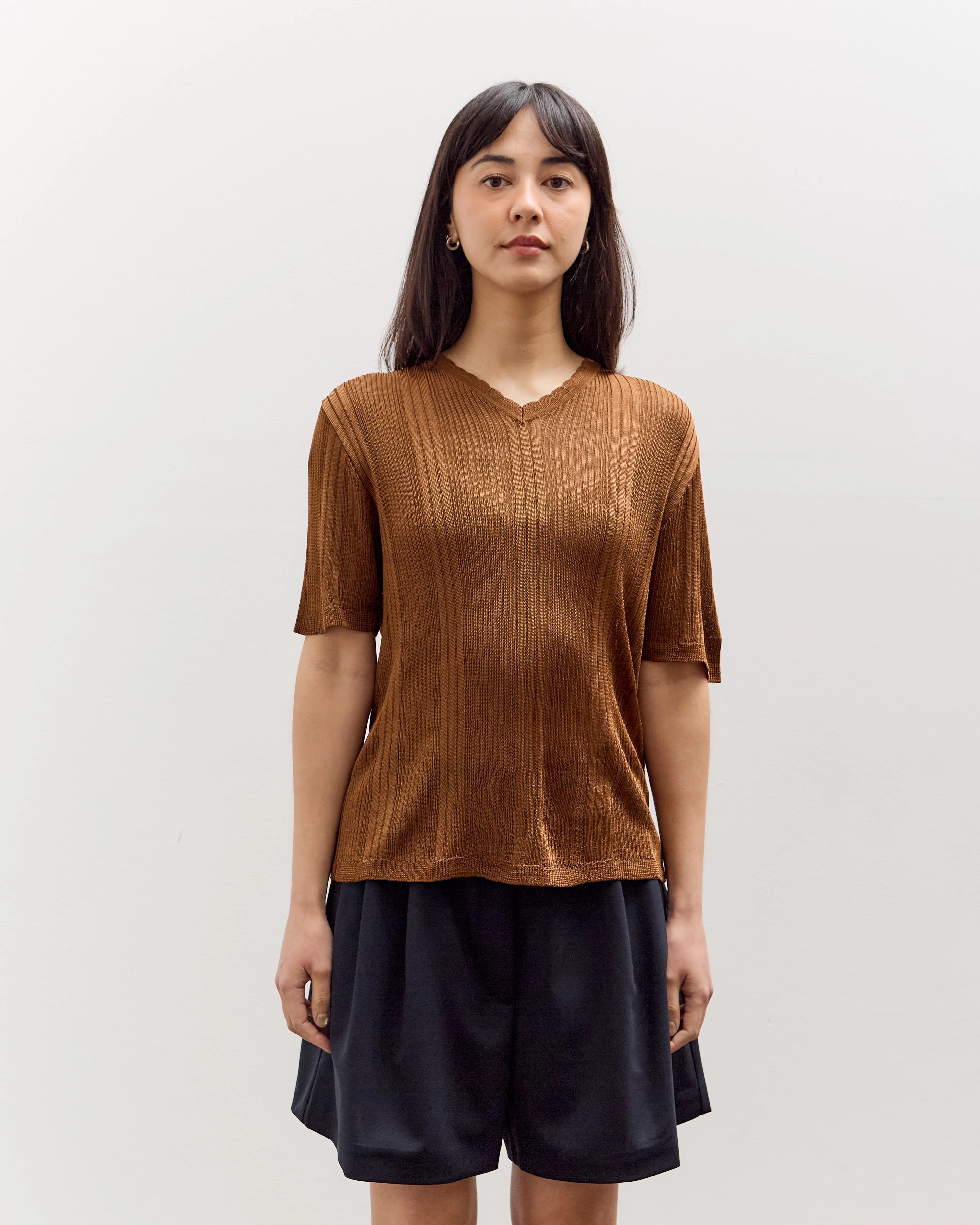 Cordera Ribbed Knit T-Shirt, Tobacco - Image 7