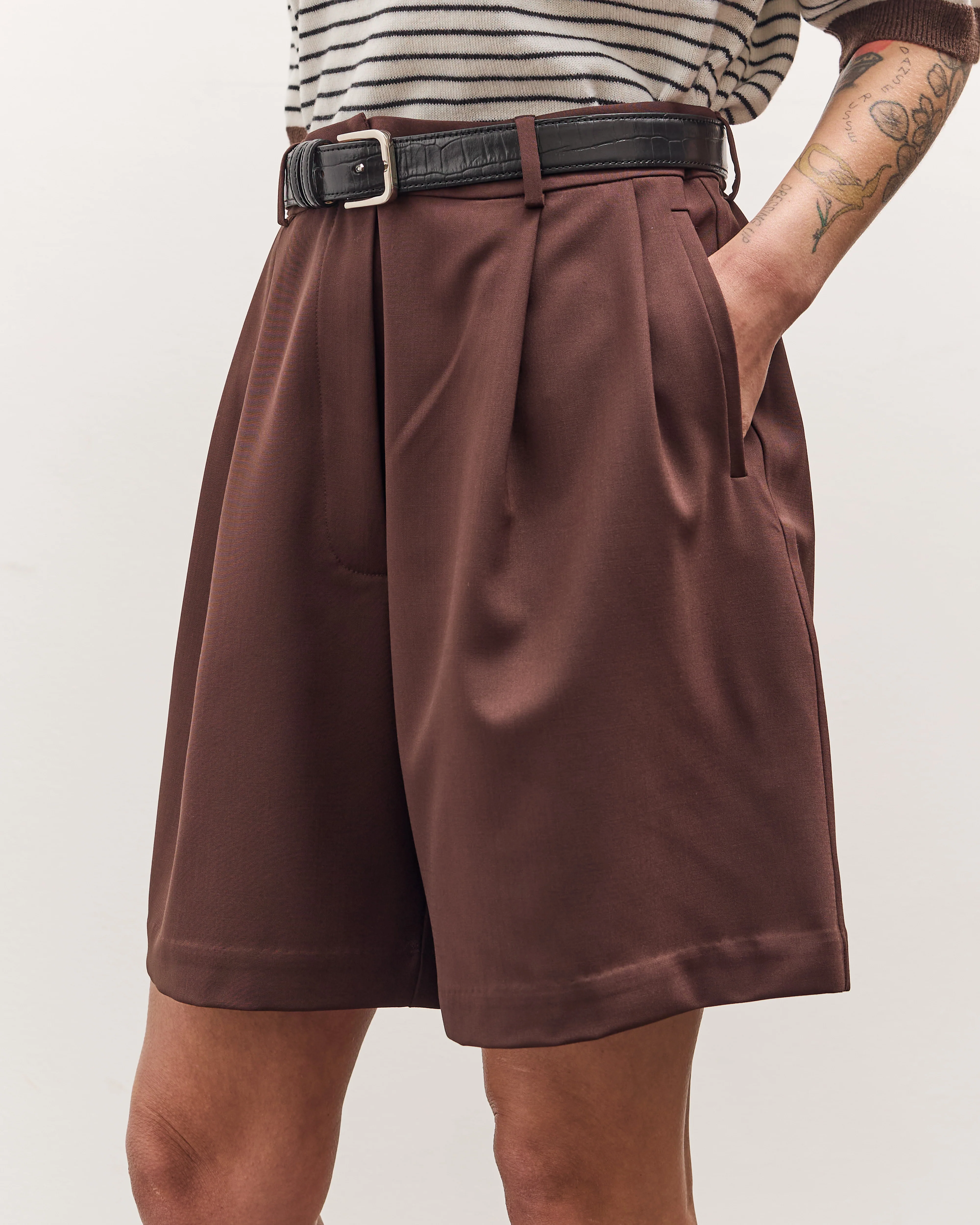 Cordera Tailored Bermuda Shorts, Burgundy - Image 8