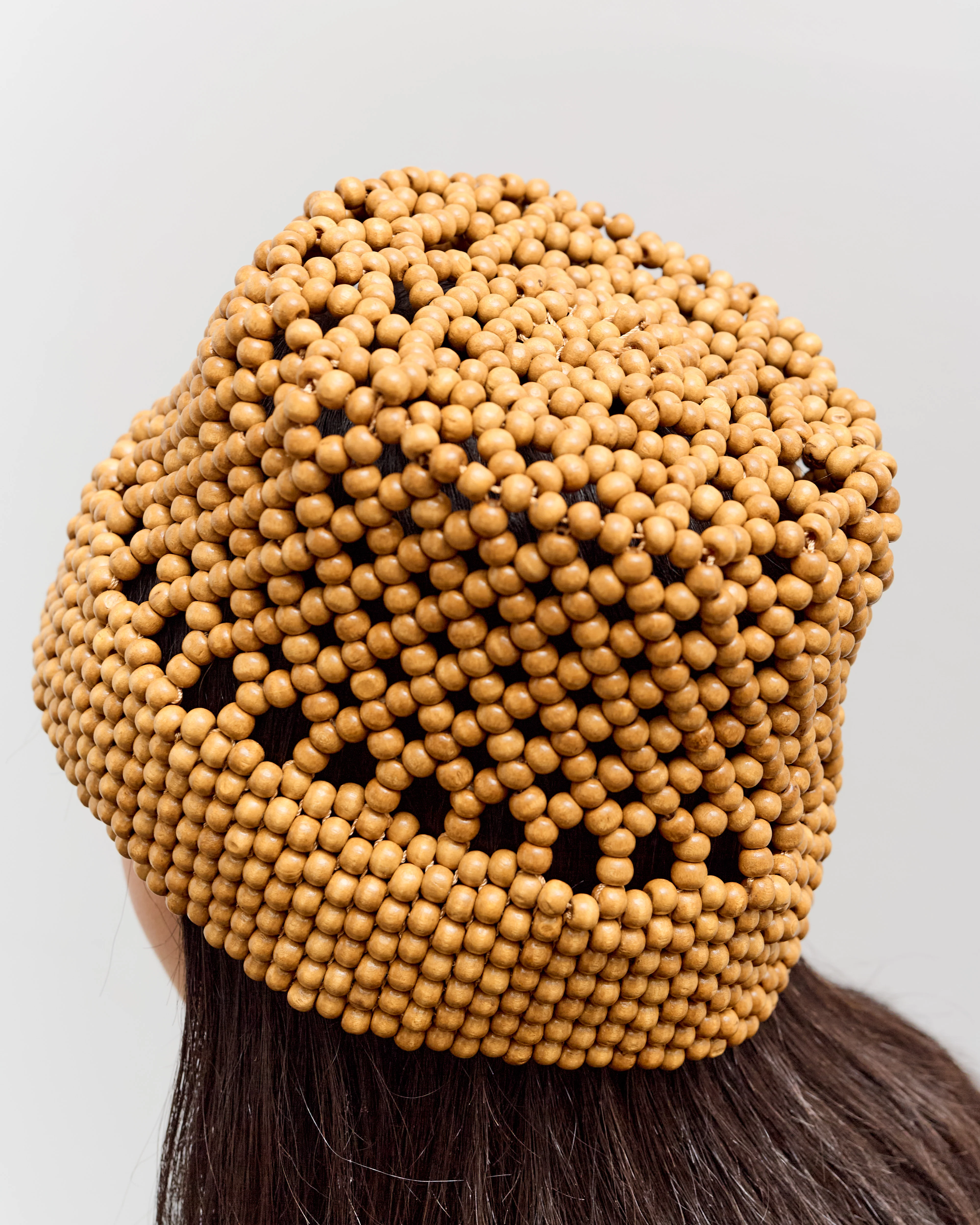 Cordera Wooden Beads Bucket, Ochre - Image 5
