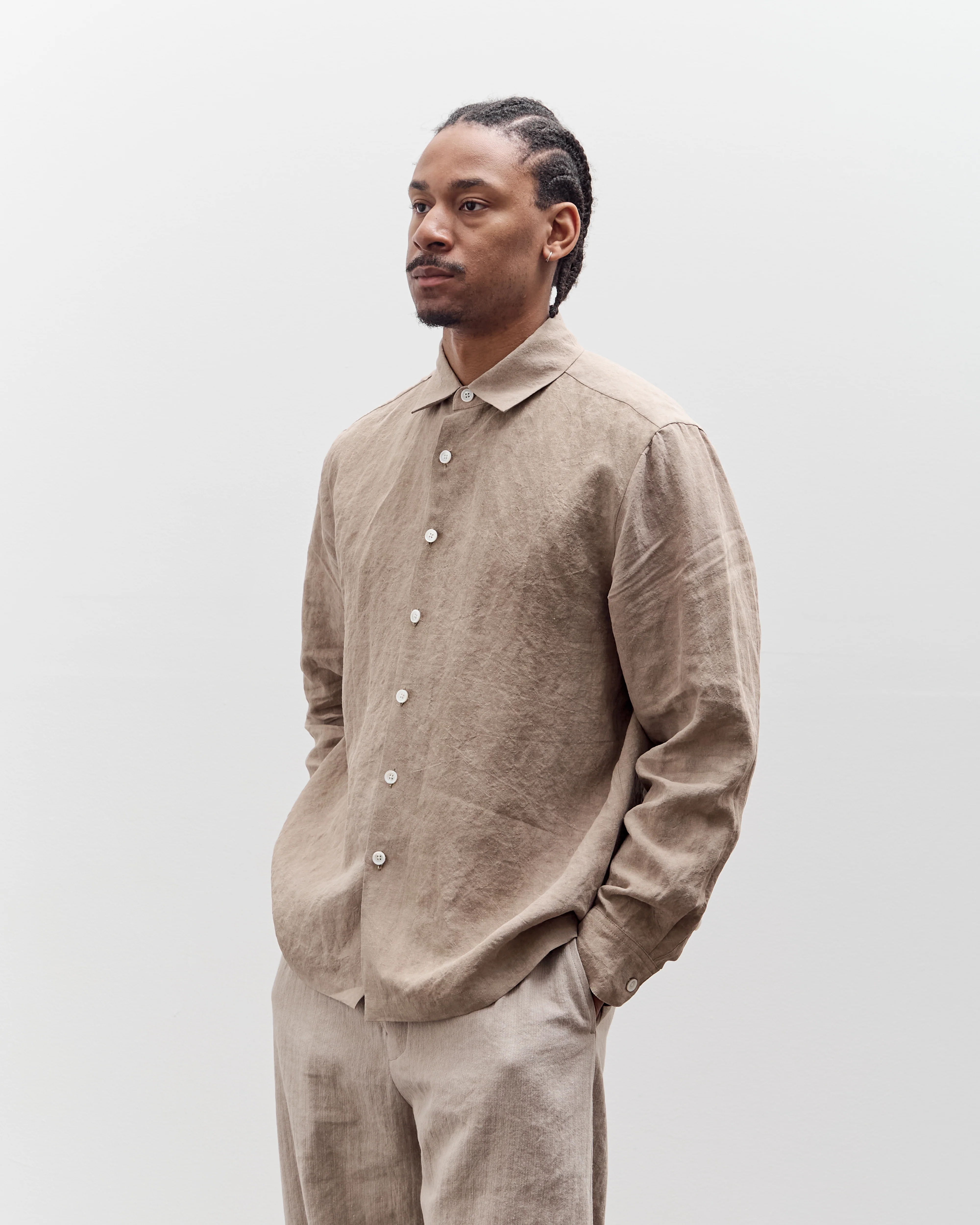 Evan Kinori Flat Hem Shirt, Cold Dye Hemp - Image 5