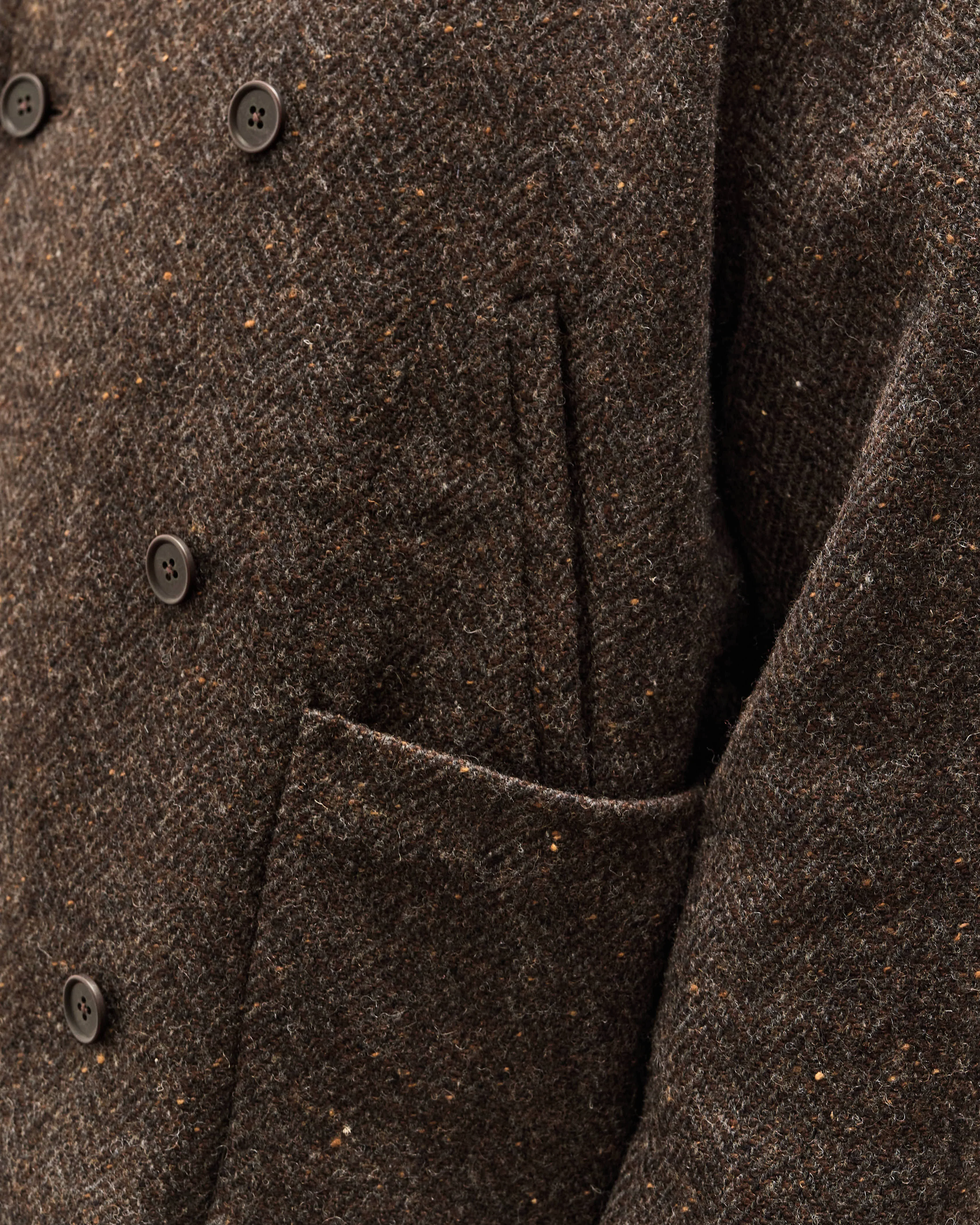Evan Kinori Pea Coat, Brown Herringbone - Image 10