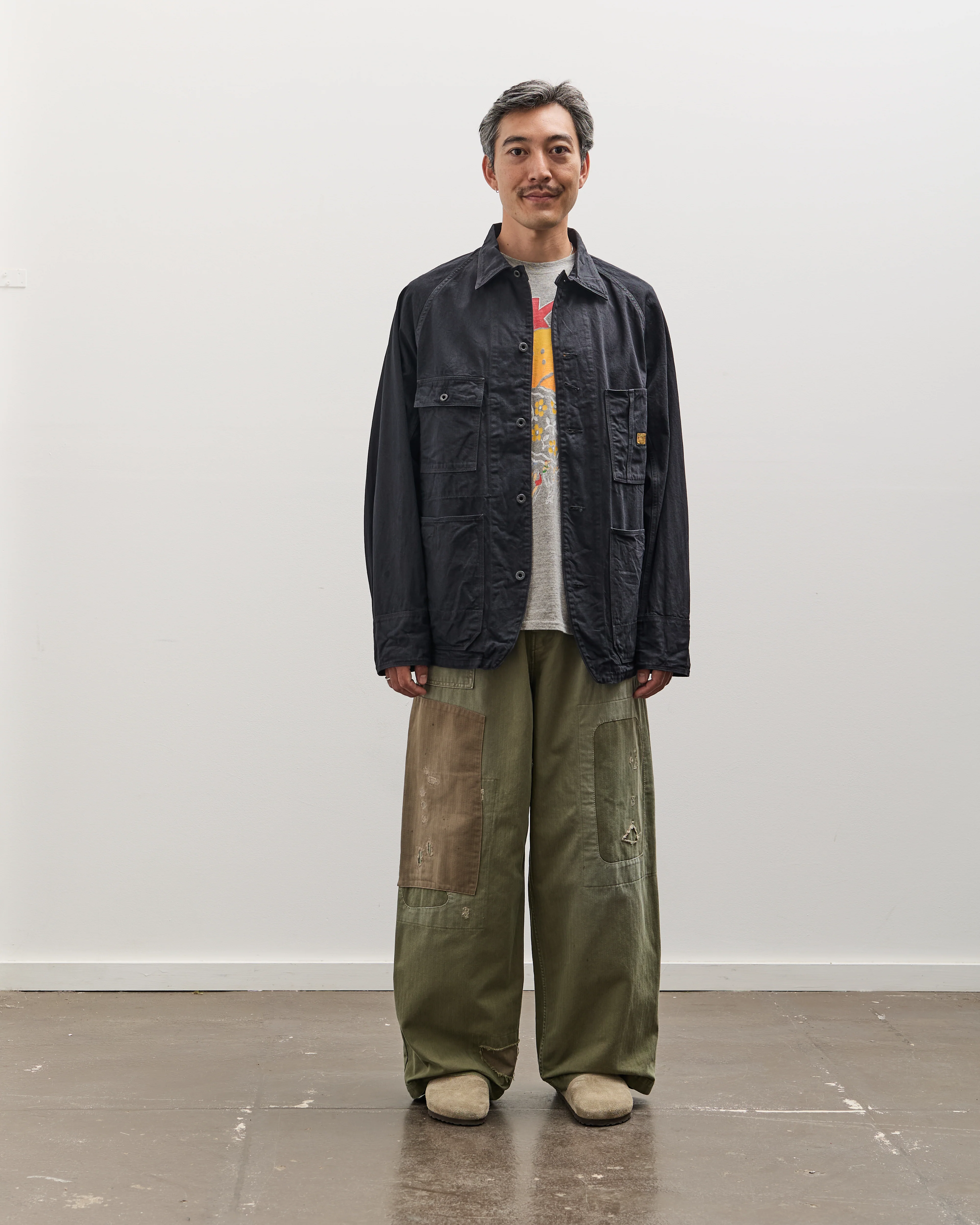 Kapital Unisex 10oz BLKxBLK Denim CACTUS Coverall, Black - Image 2