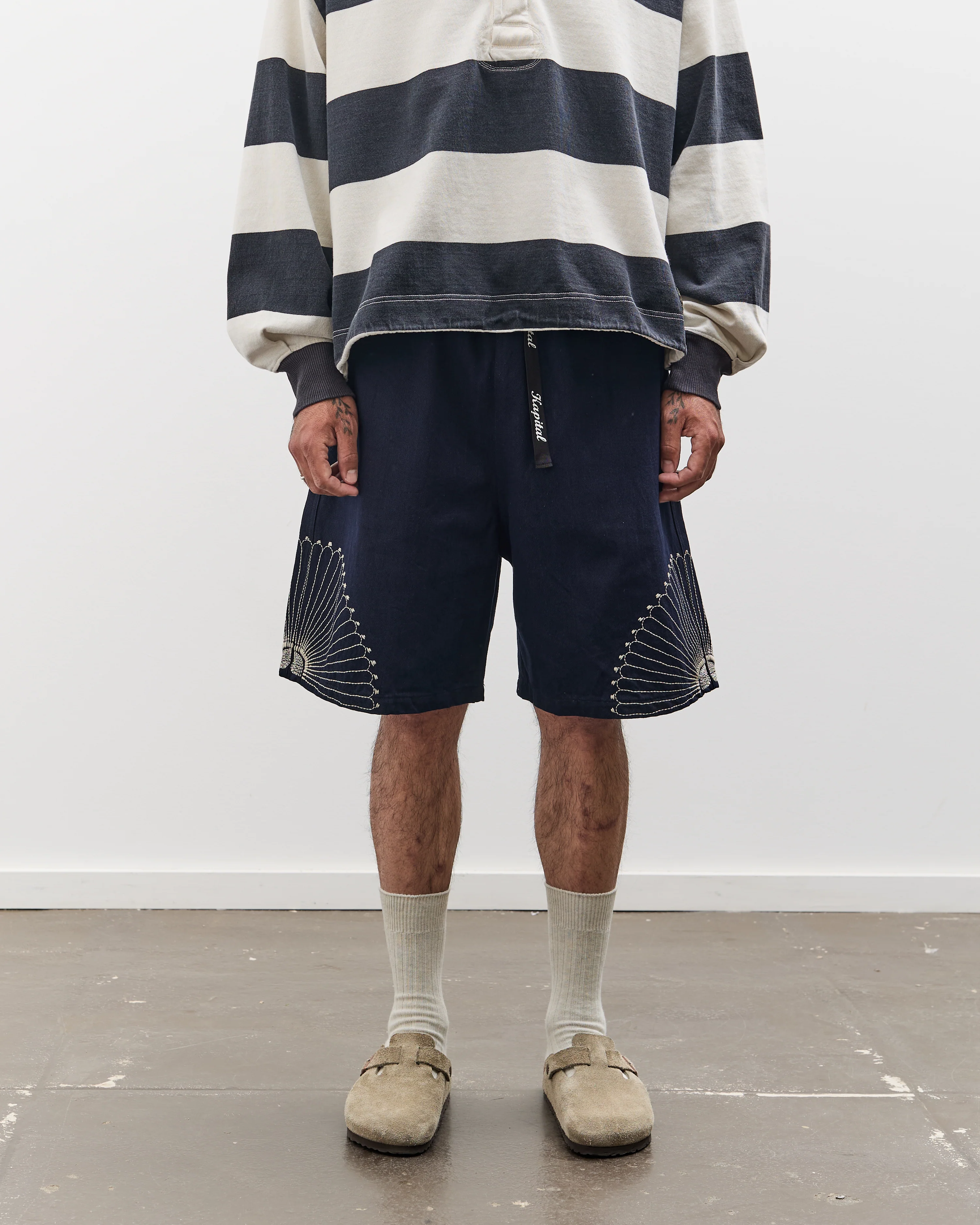 Kapital 10oz Denim EASY Short Pants, Furoshiki Embroidery IDG