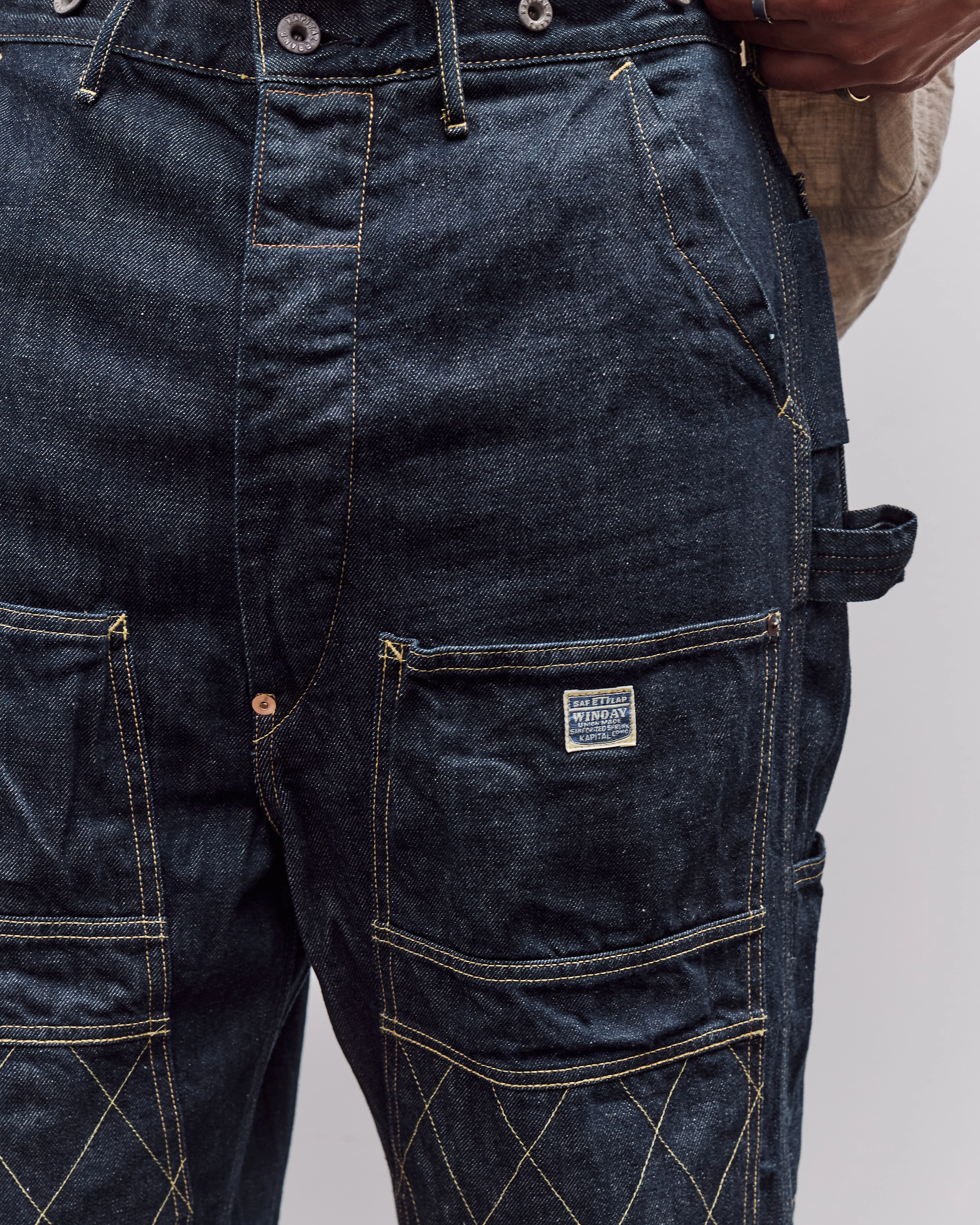 Kapital Unisex 11.5oz Denim Lumber Pant, Indigo - Image 7