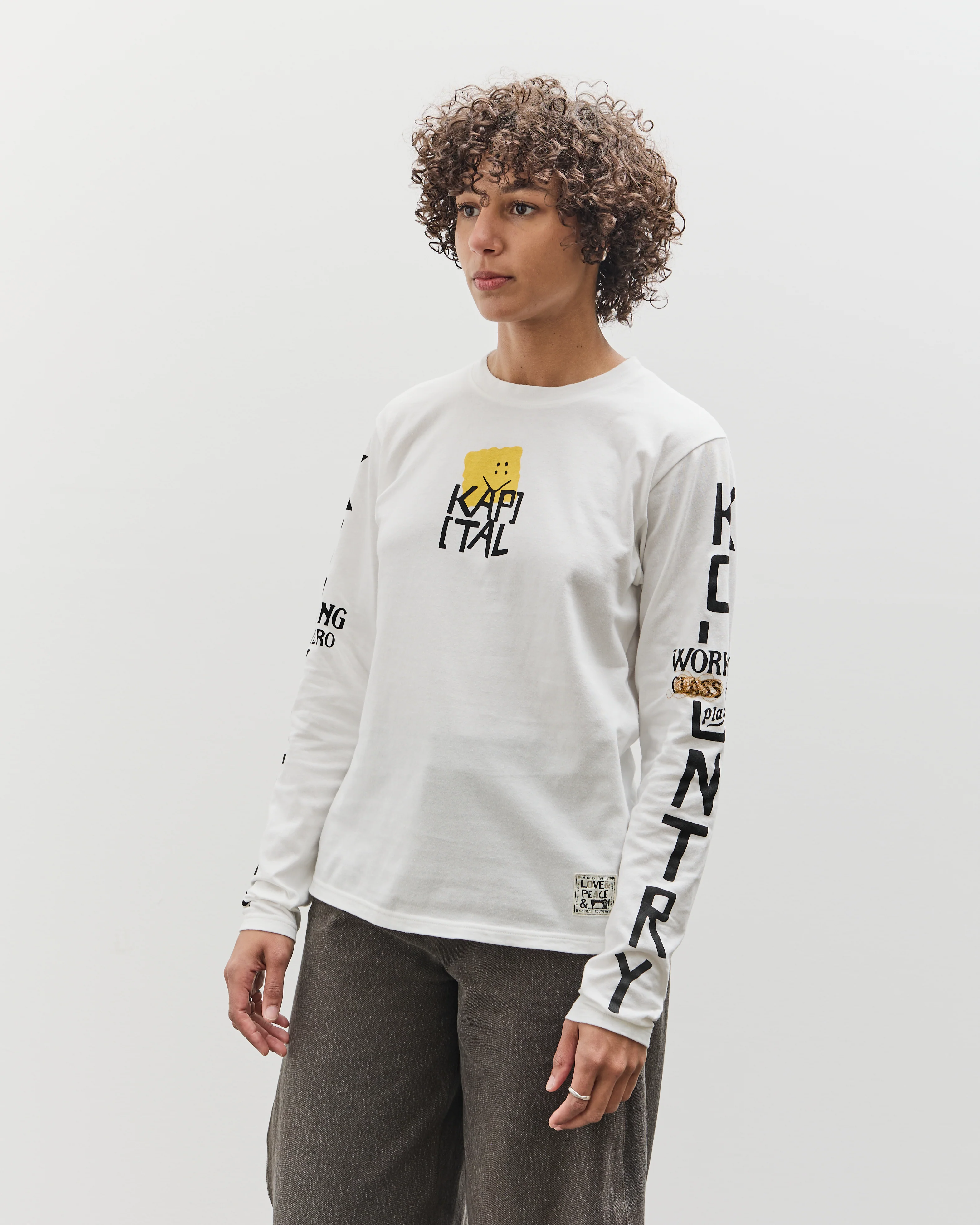 Kapital 20/-Jersey Crew Long Sleeve T (PECKISH KAP), Yellow - Image 4
