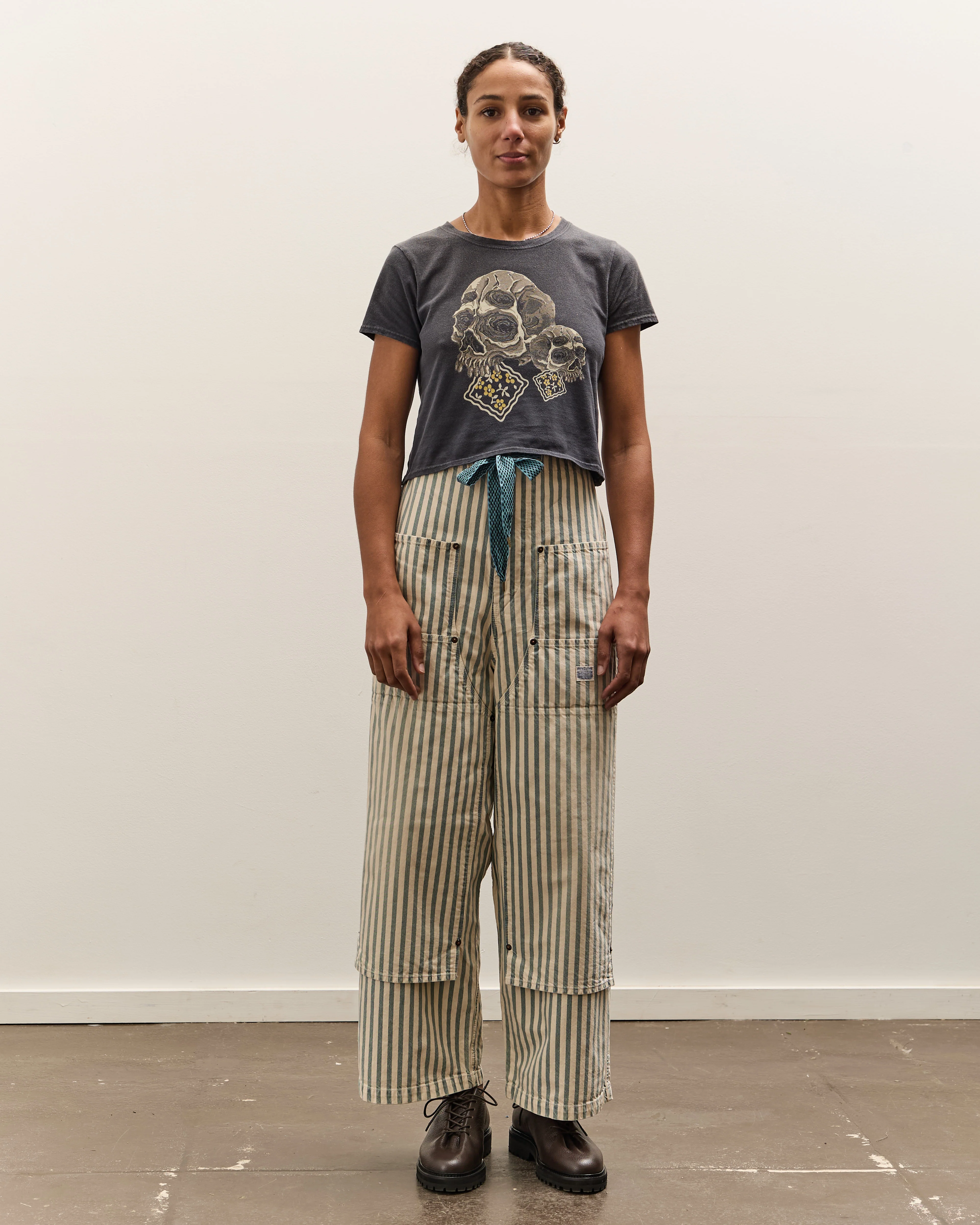 Kapital 20/-Jersey Cropped T (PECKISH Rain Skull), Black - Image 3