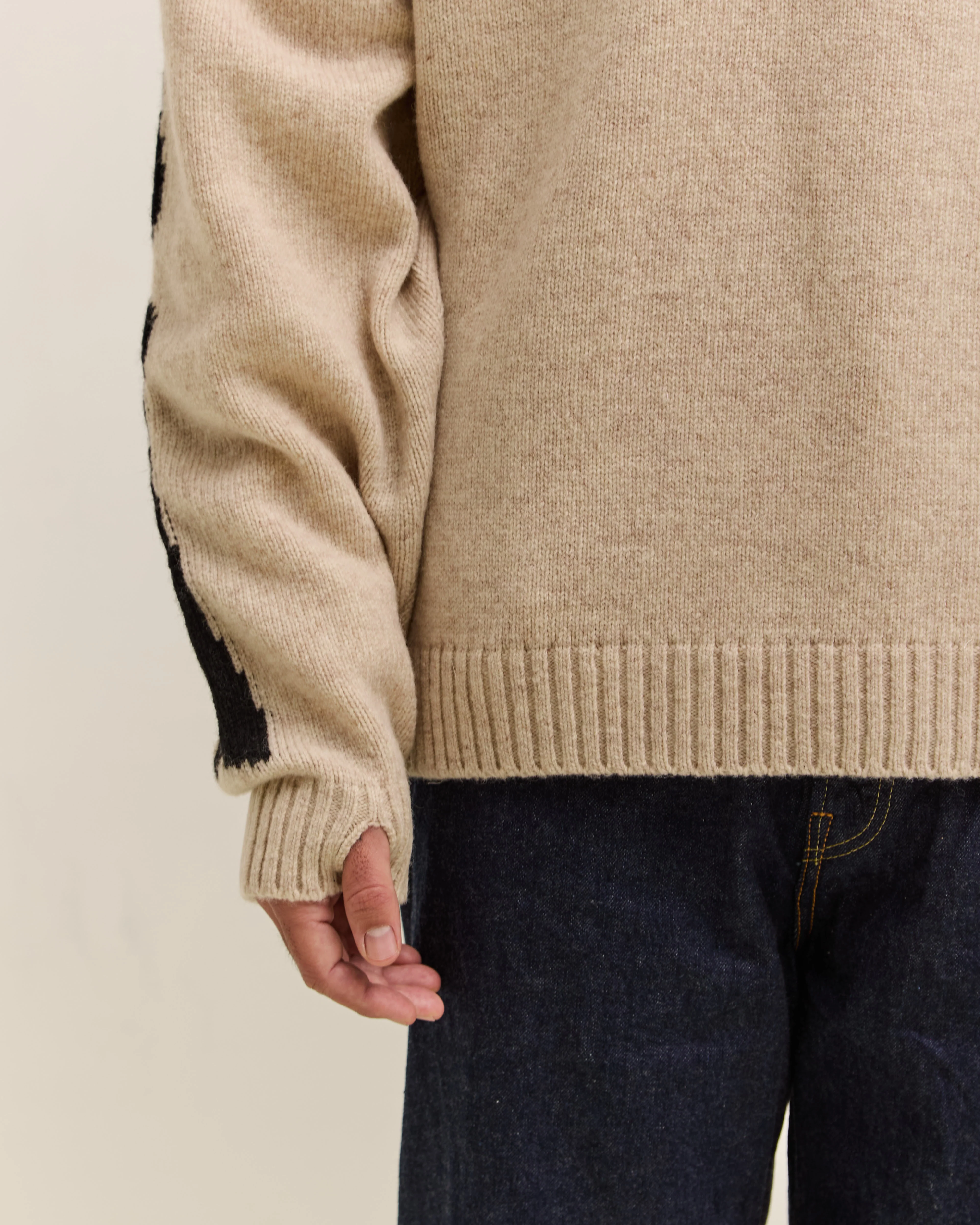 Kapital 5G Wool Bone Crew Sweater Unisex, Ecru - Image 8