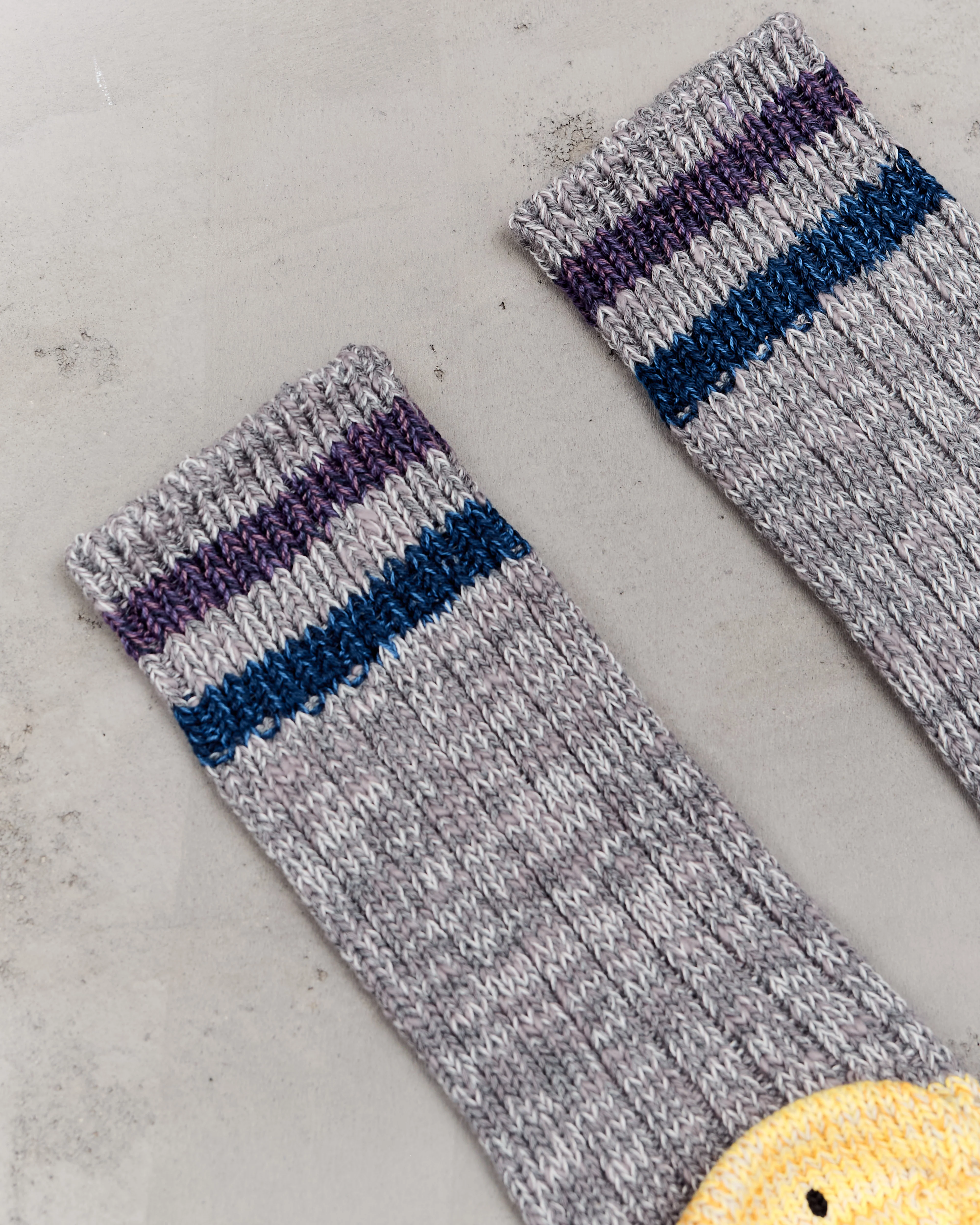 Kapital 60 Yarns Grandrelle Ivy Smiley Socks, Grey - Image 3