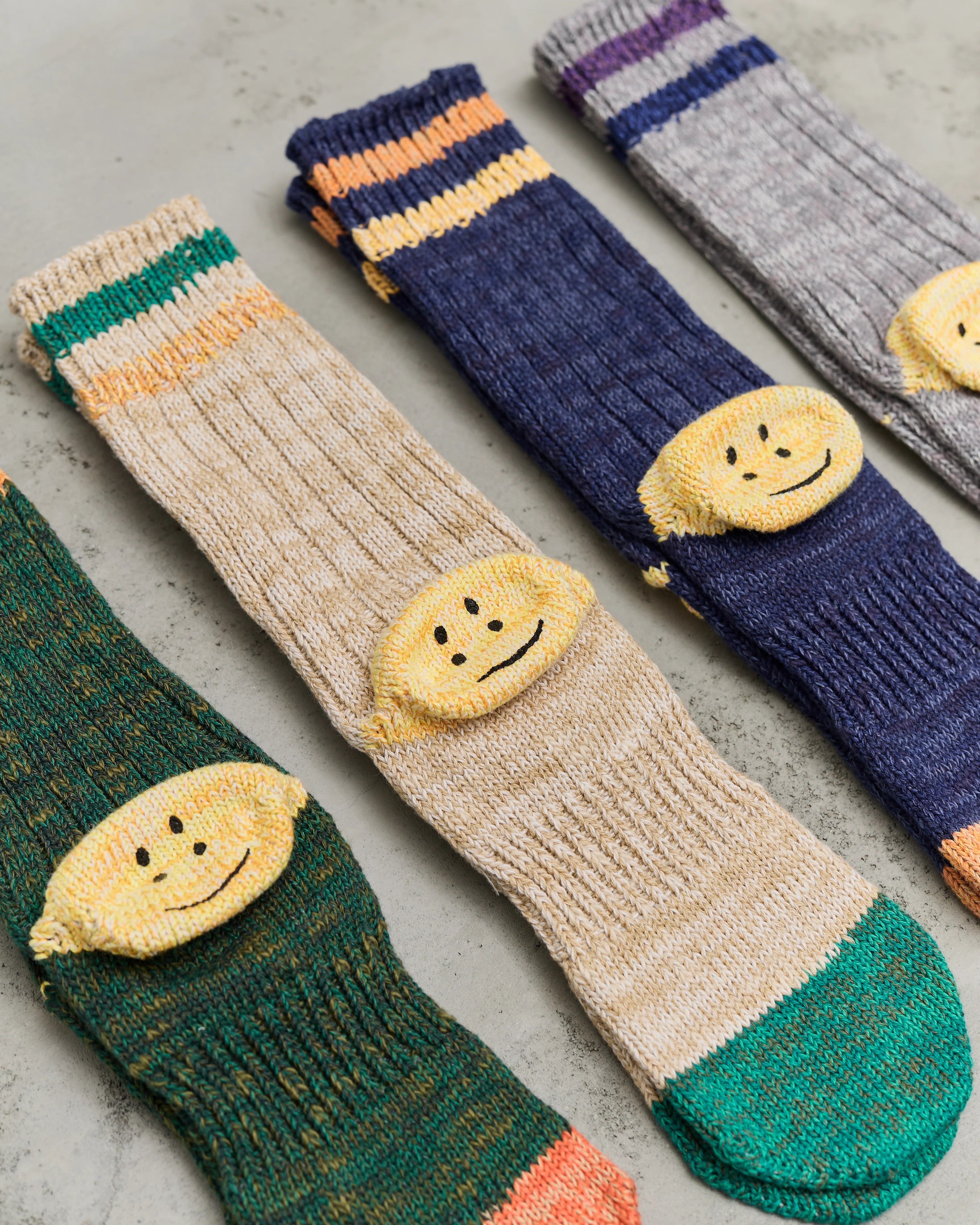 Kapital 60 Yarns Grandrelle Ivy Smiley Socks, Grey - Image 5