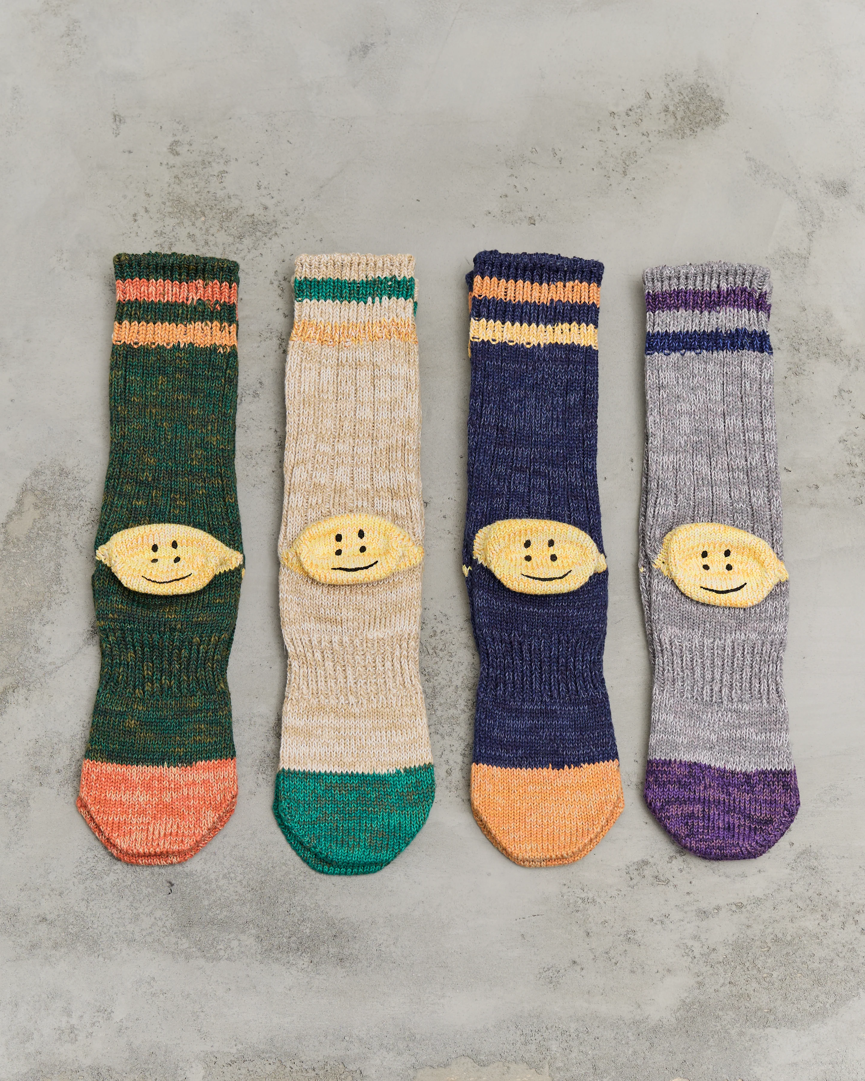Kapital 60 Yarns Grandrelle Ivy Smiley Socks, Grey - Image 6
