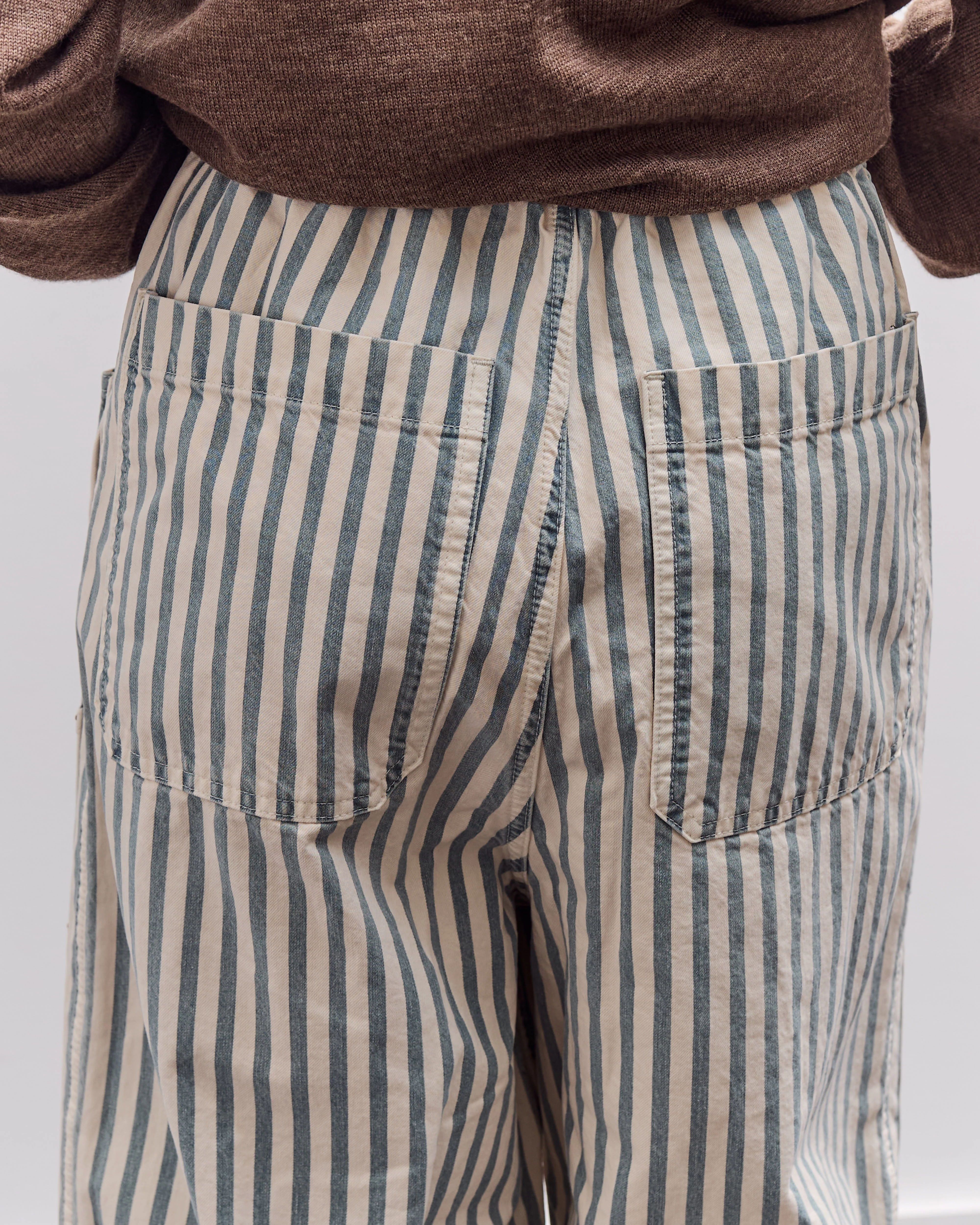 Kapital 9oz French Hickoree W-Knee EASY Baggy Pants, Hickoree - Image 8