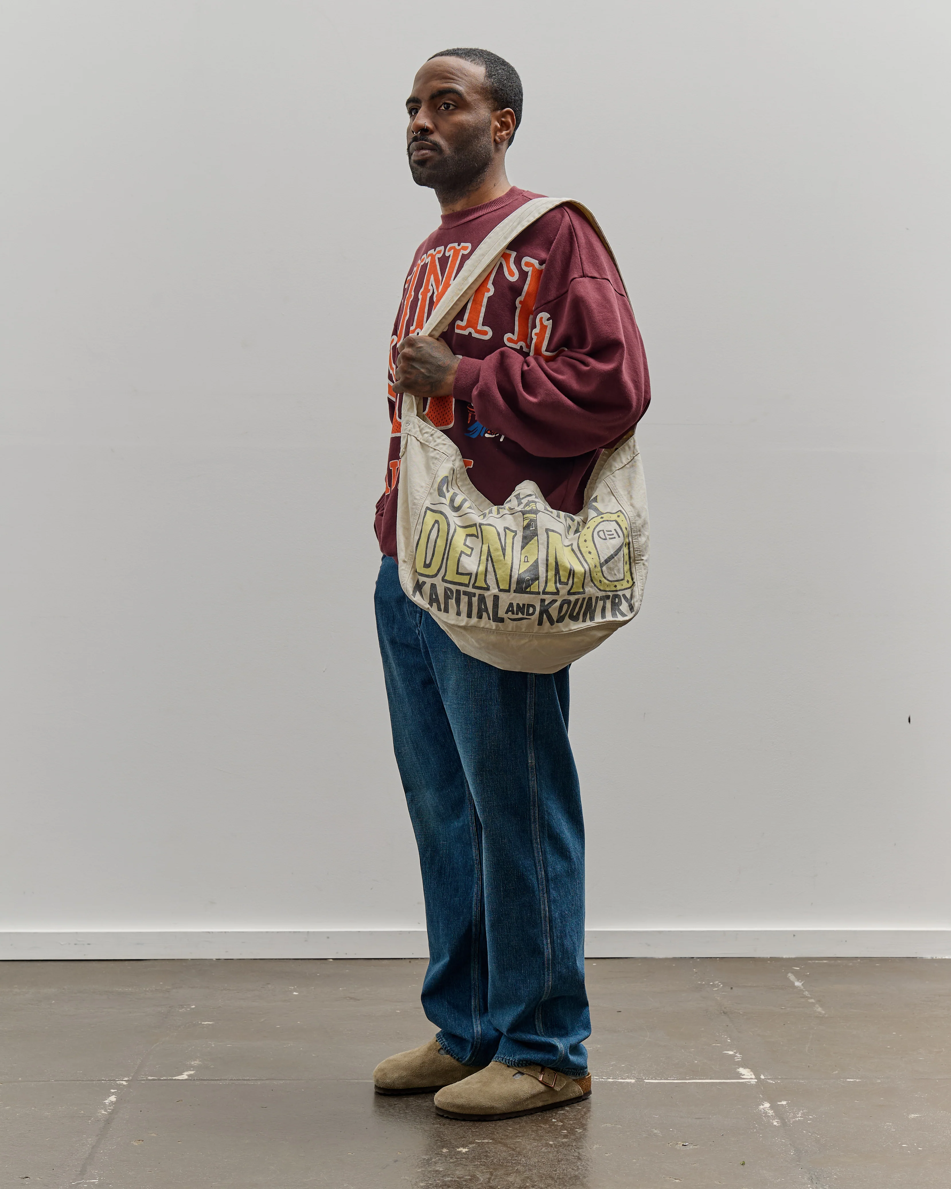 Kapital Canvas News Paper Bag (GUIDING LIGHT), Ecru - Image 3