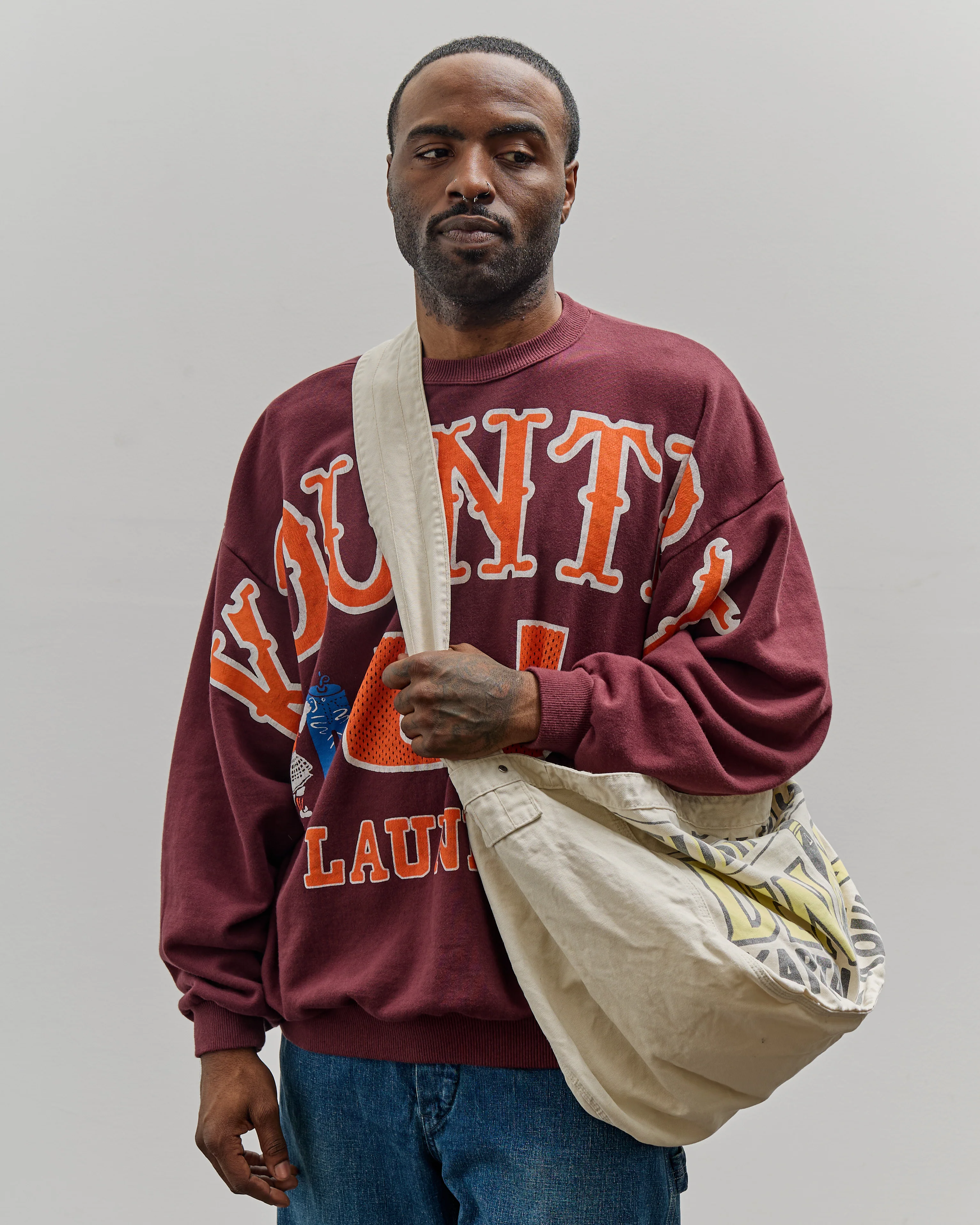 Kapital Canvas News Paper Bag (GUIDING LIGHT), Ecru - Image 4