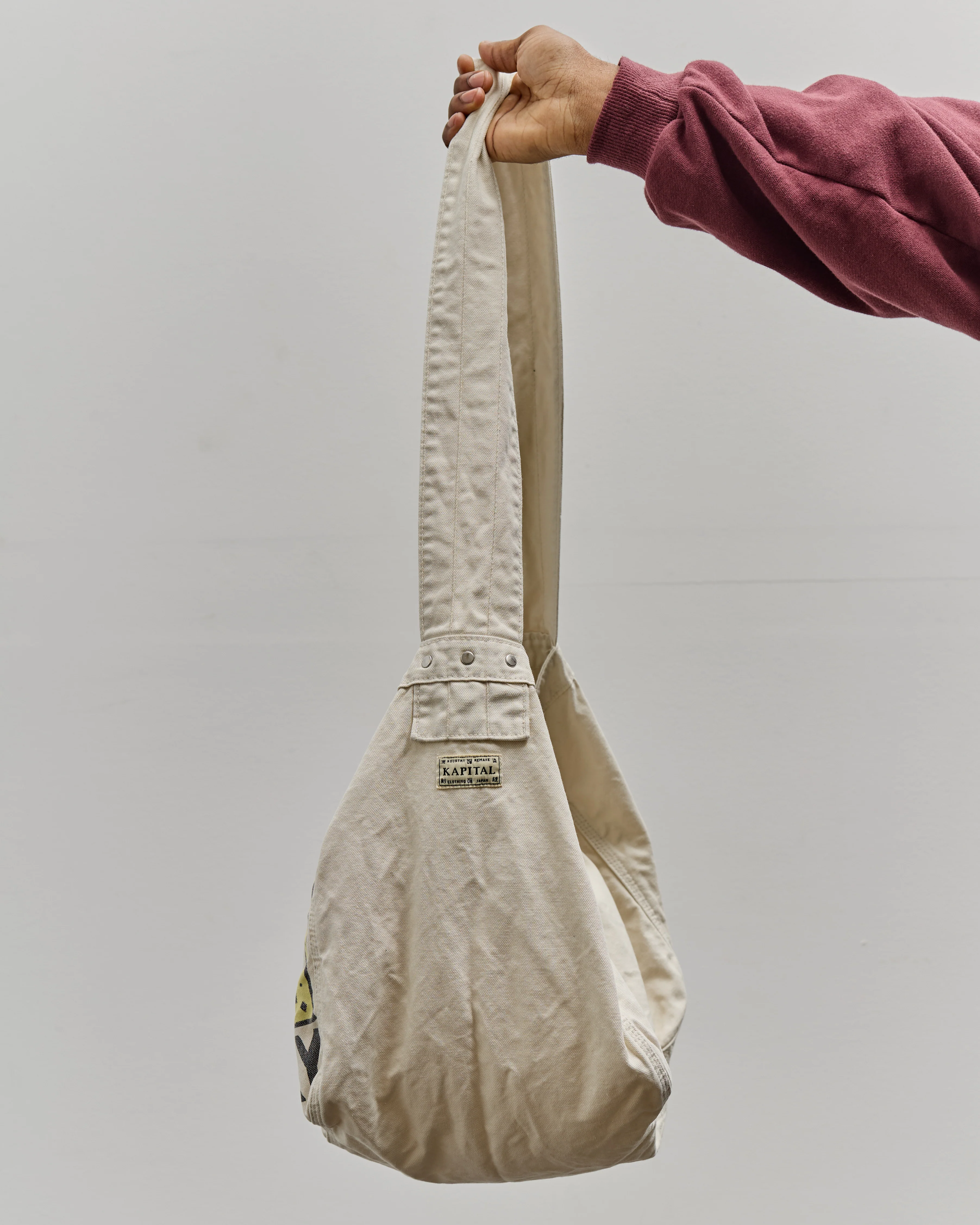 Kapital Canvas News Paper Bag (GUIDING LIGHT), Ecru - Image 5