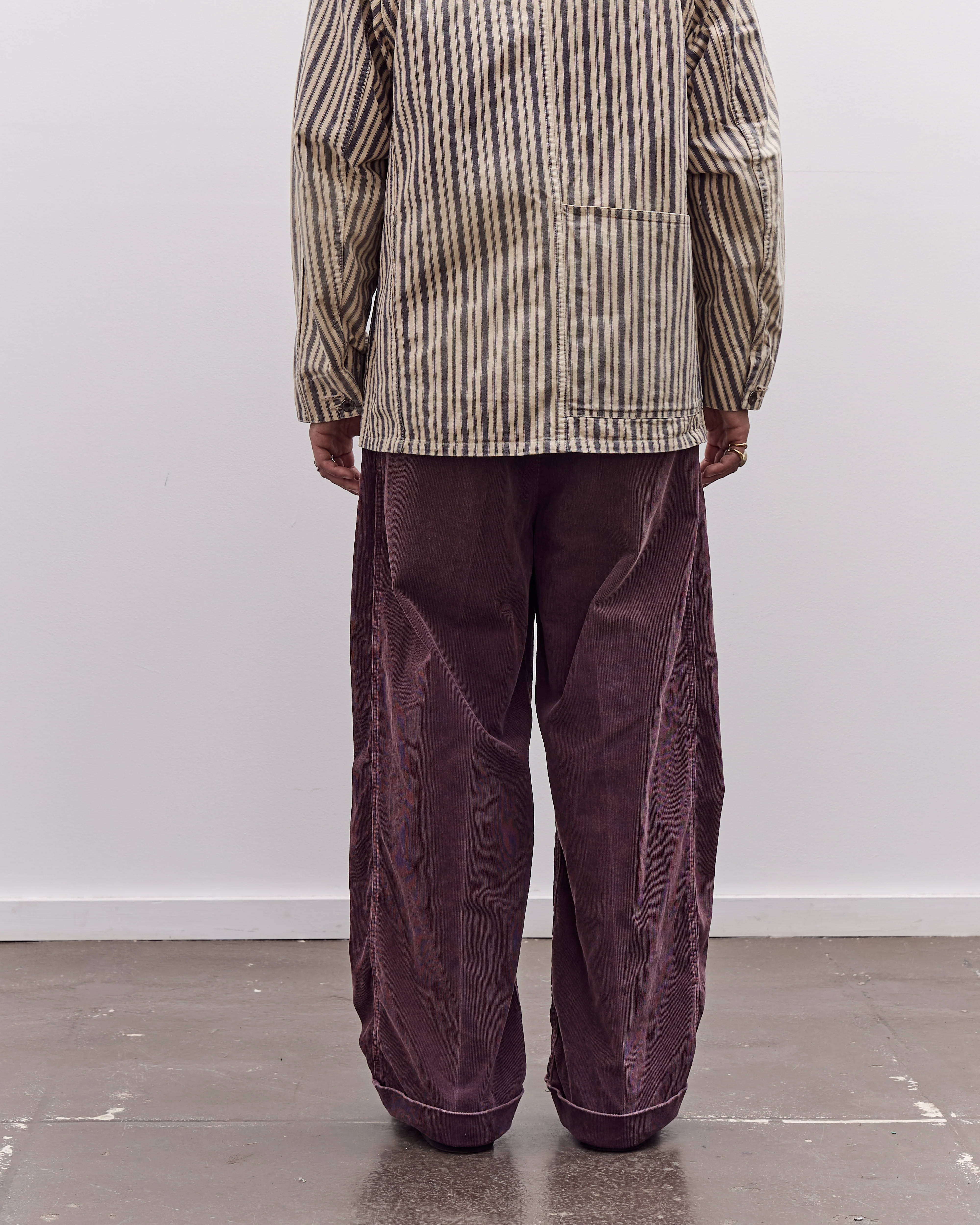 Kapital Corduroy Easy Trousers With Center Pleats Unisex, Burgundy - Image 5