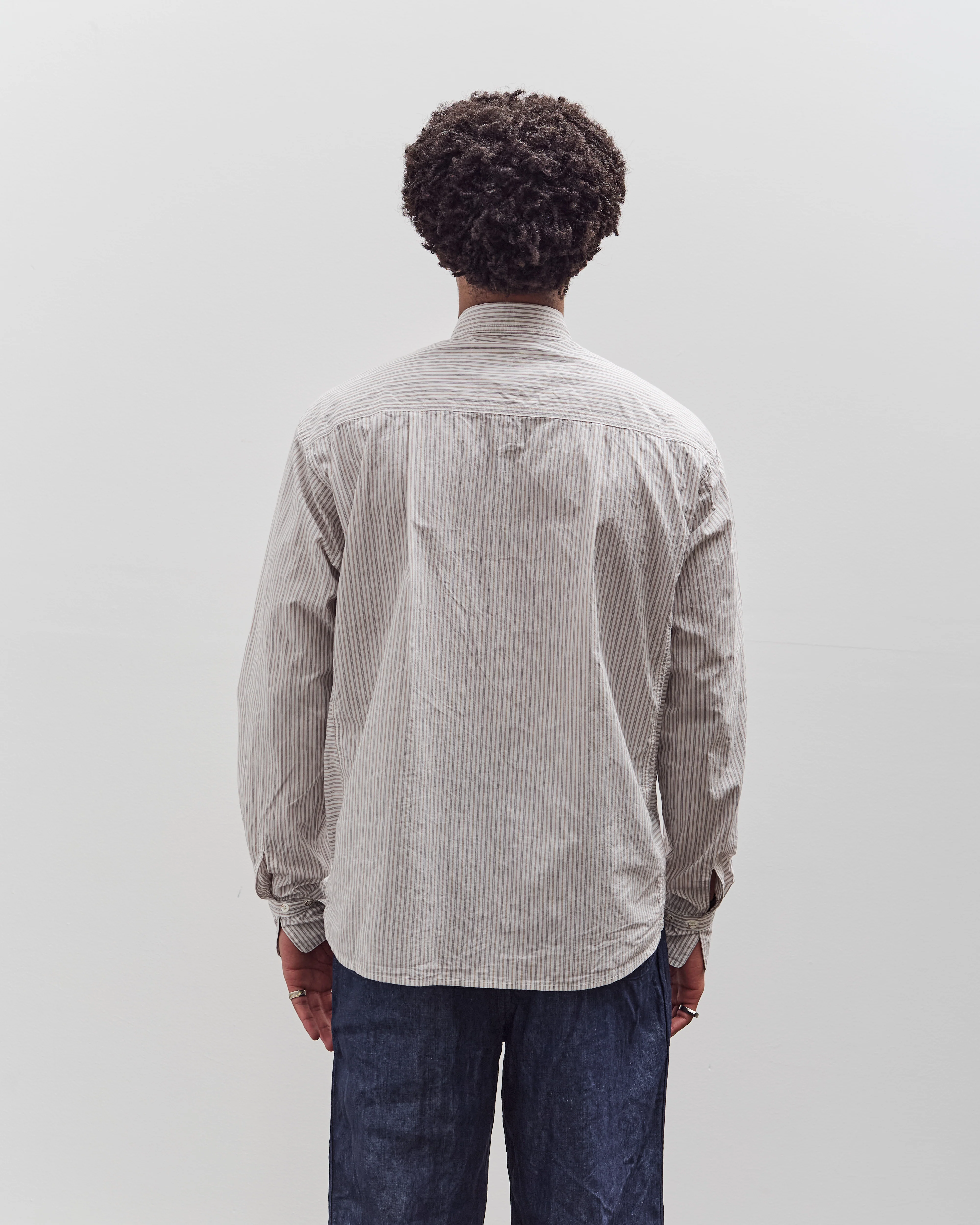 Kapital Cotton Stripe Cabin Work Shirt Unisex, White - Image 5