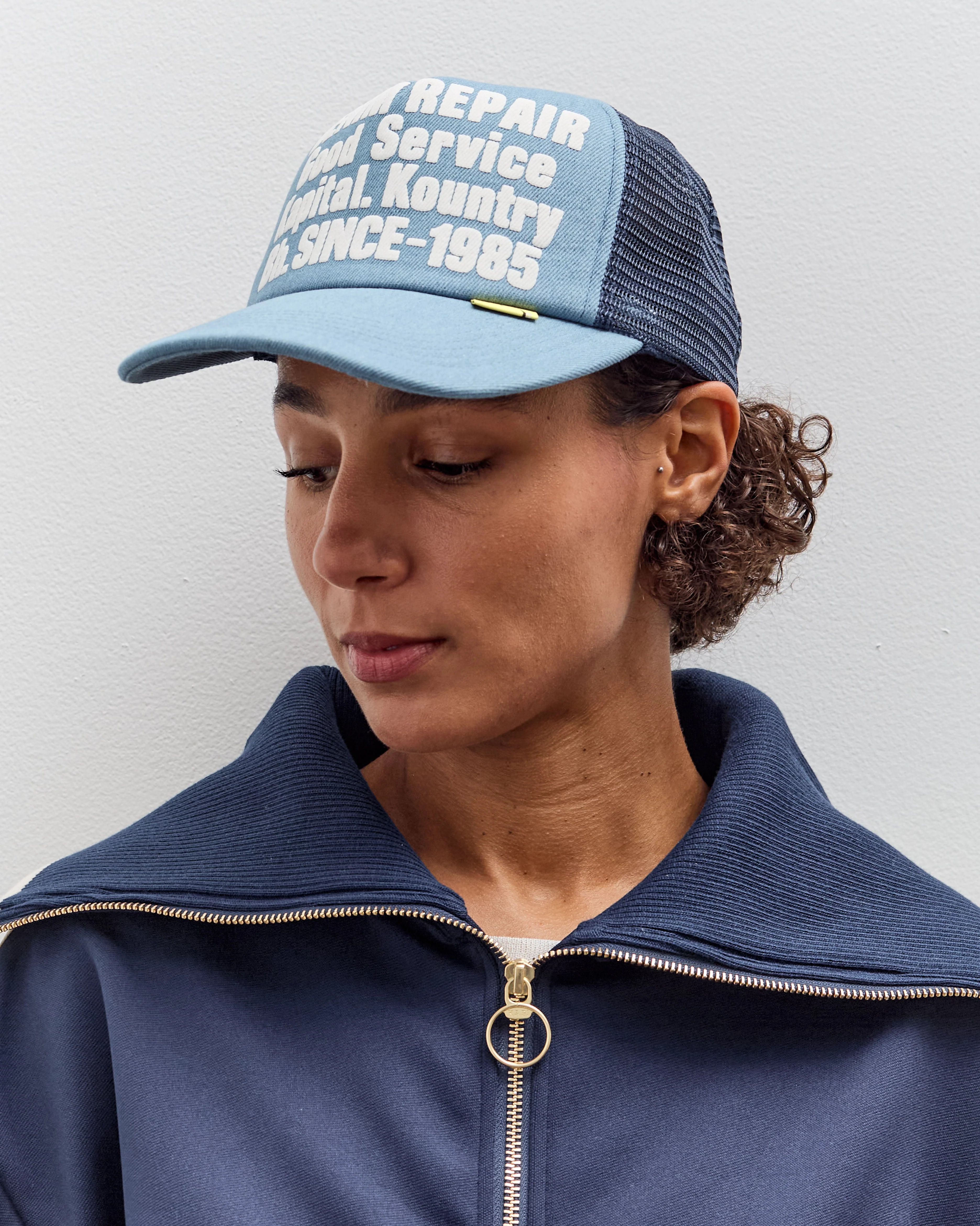 Kapital Denim Repair Service Track Cap, Navy